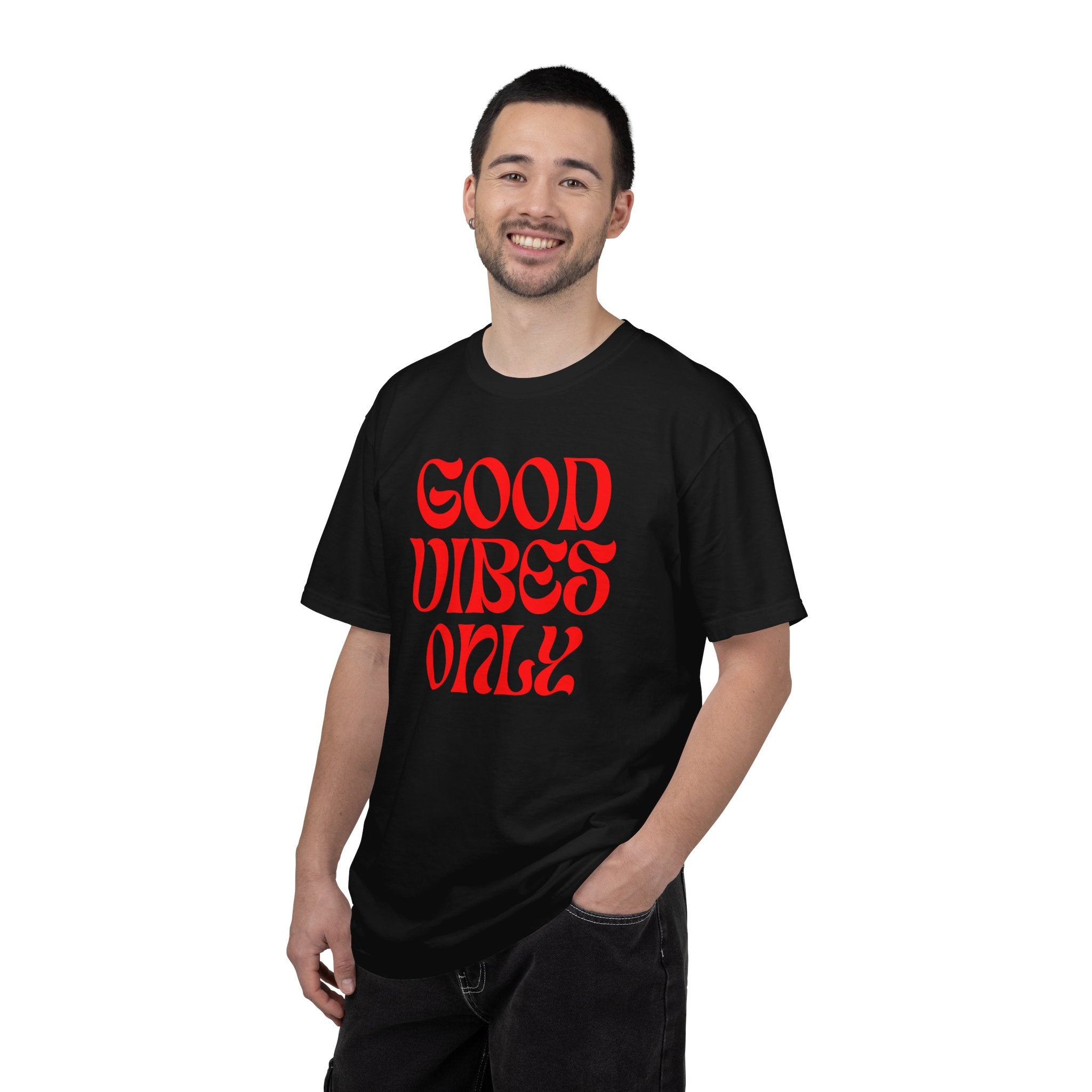Good Vibes Only T‑Shirt — Retro Red Typography Graphic Tee