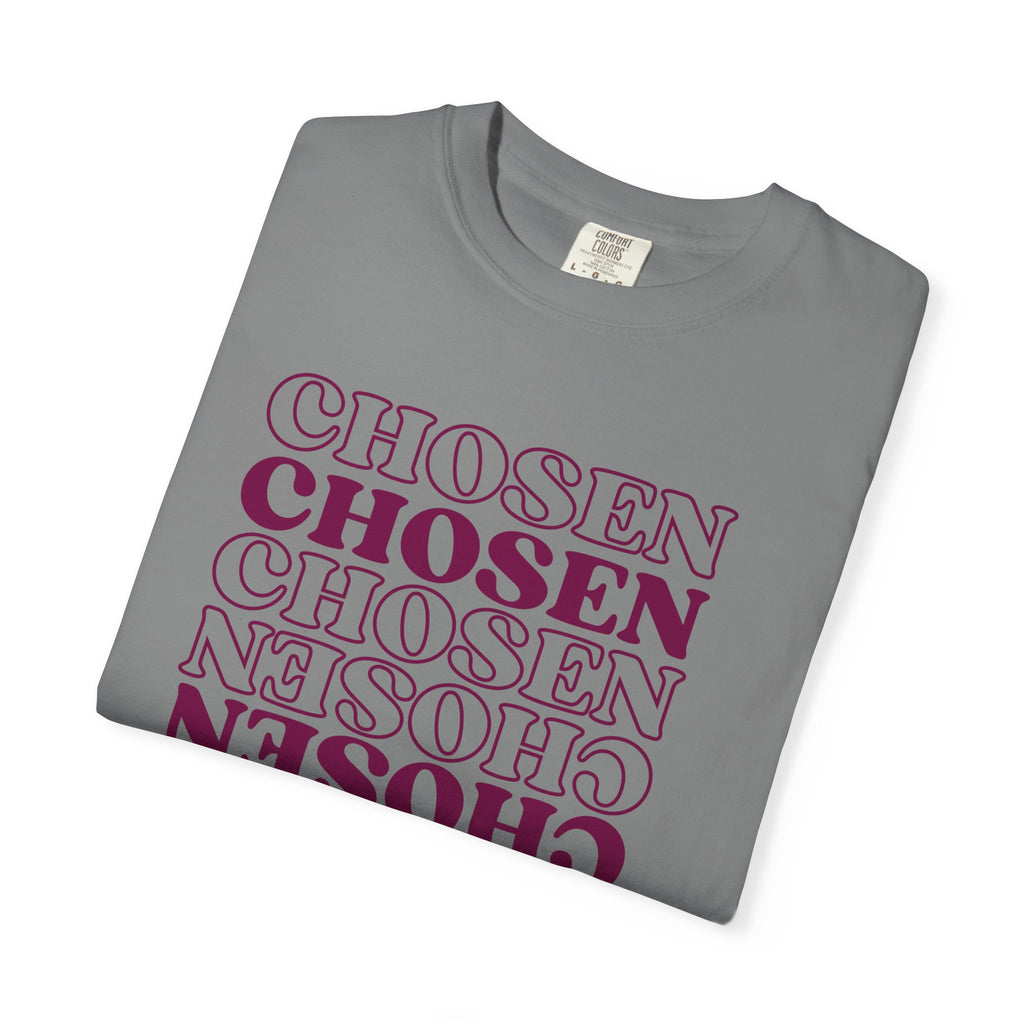 Chosen Repeating Graphic T-Shirt — Bold Mirror Text Tee