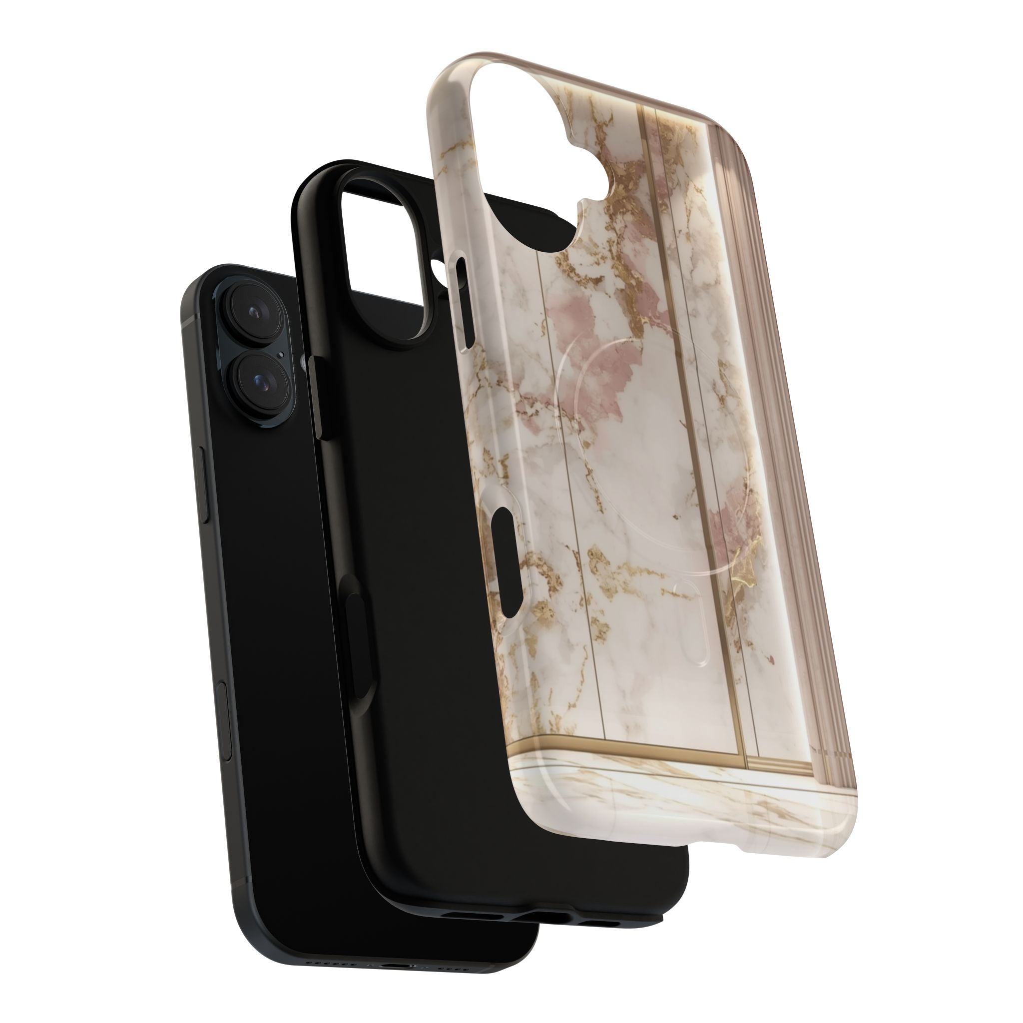 Marble Blush Tough Magnetic Phone Case, Rose Gold Marble Protective Cover