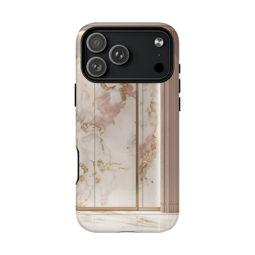 Marble Blush Tough Magnetic Phone Case, Rose Gold Marble Protective Cover