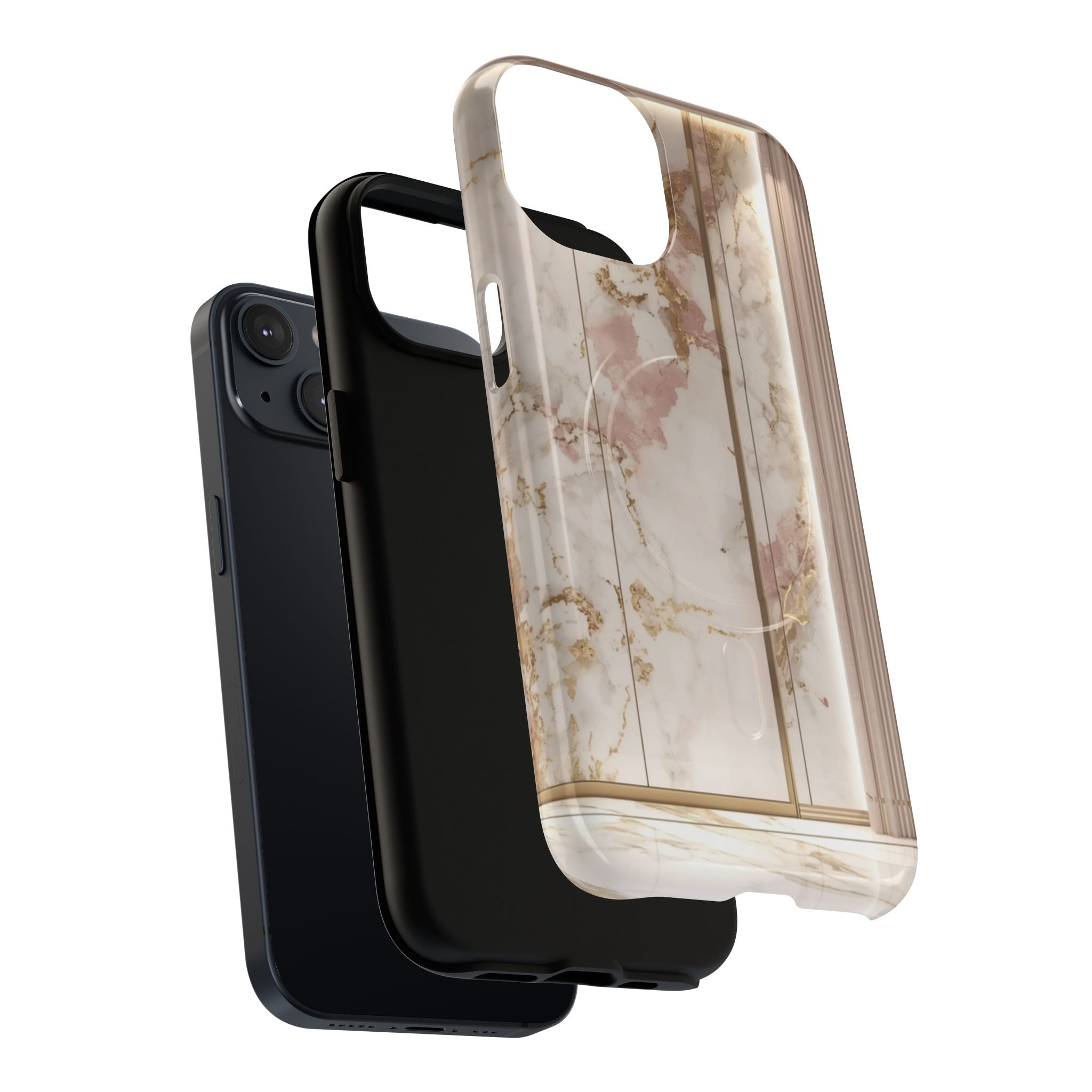 Marble Blush Tough Magnetic Phone Case, Rose Gold Marble Protective Cover