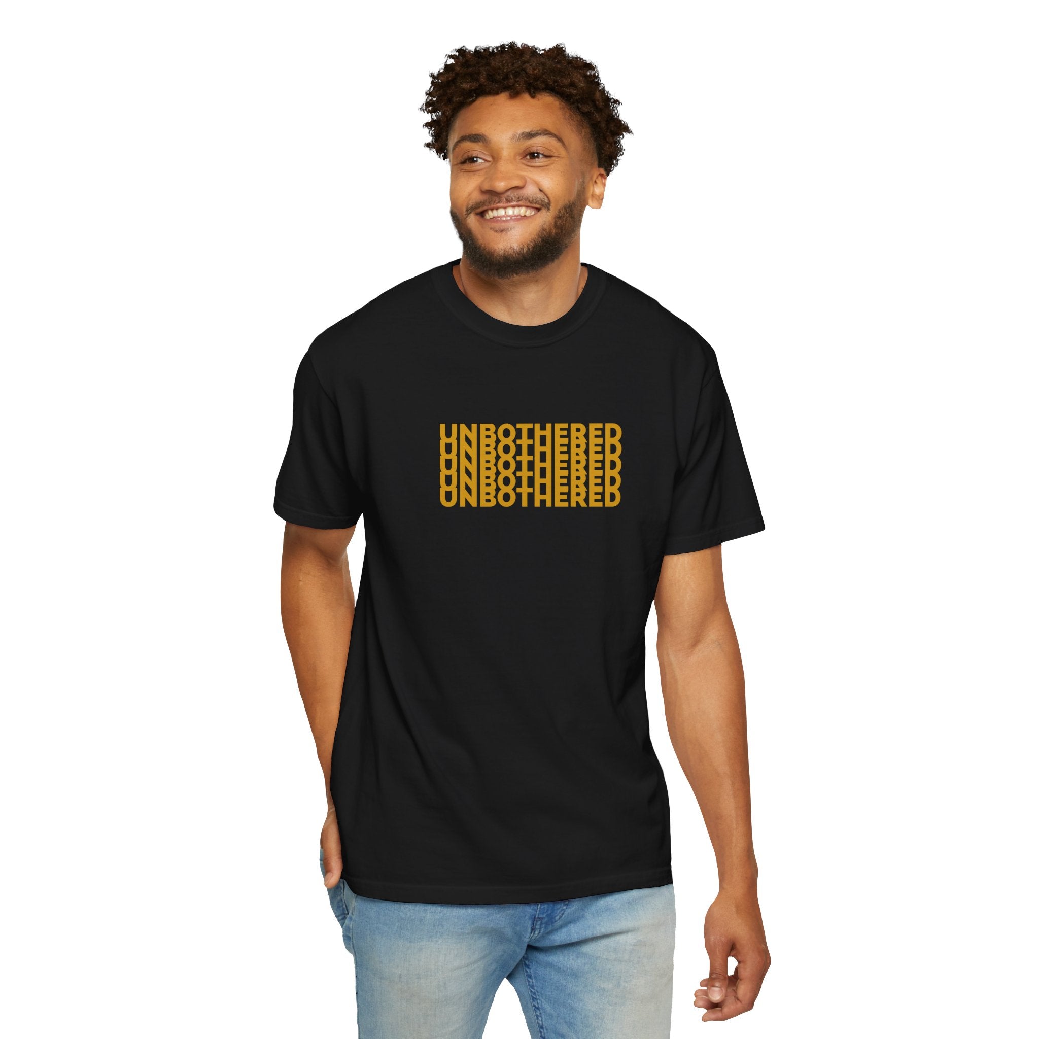 Unbothered Graphic T-Shirt — Minimal Stacked Text Tee
