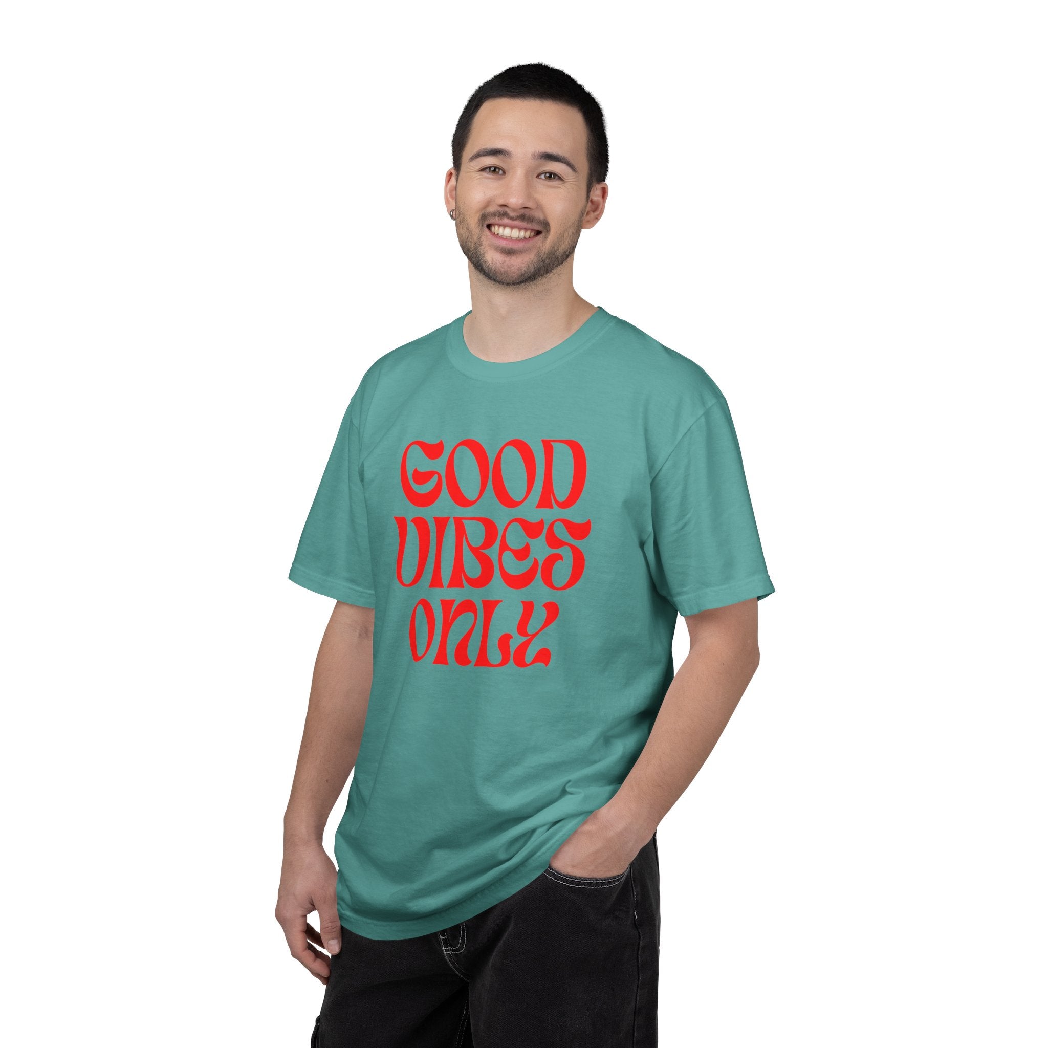 Good Vibes Only T‑Shirt — Retro Red Typography Graphic Tee