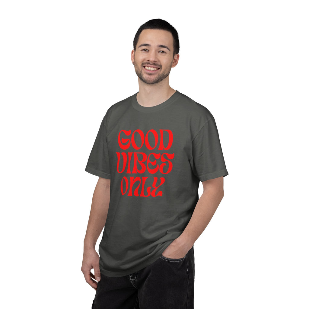 Good Vibes Only T‑Shirt — Retro Red Typography Graphic Tee