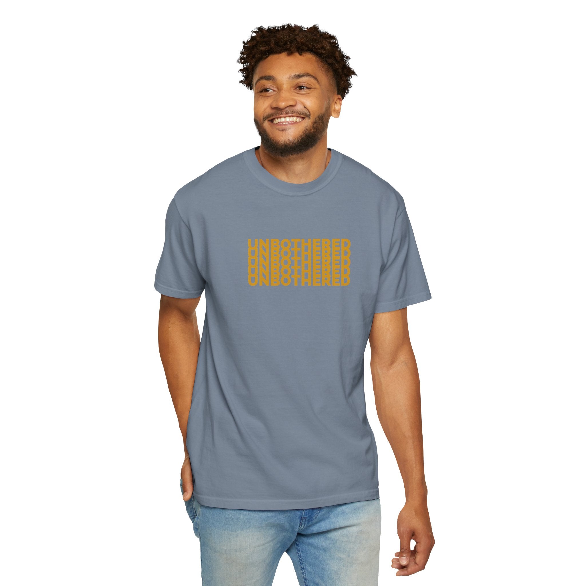 Unbothered Graphic T-Shirt — Minimal Stacked Text Tee