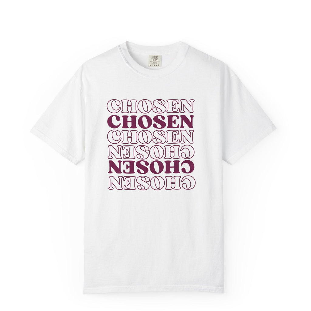 Chosen Repeating Graphic T-Shirt — Bold Mirror Text Tee