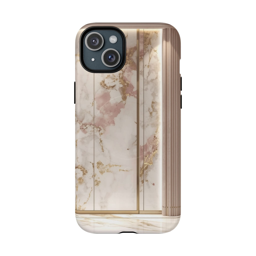 Marble Blush Tough Magnetic Phone Case, Rose Gold Marble Protective Cover