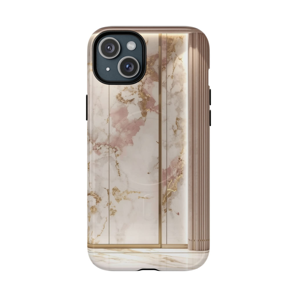 Marble Blush Tough Magnetic Phone Case, Rose Gold Marble Protective Cover
