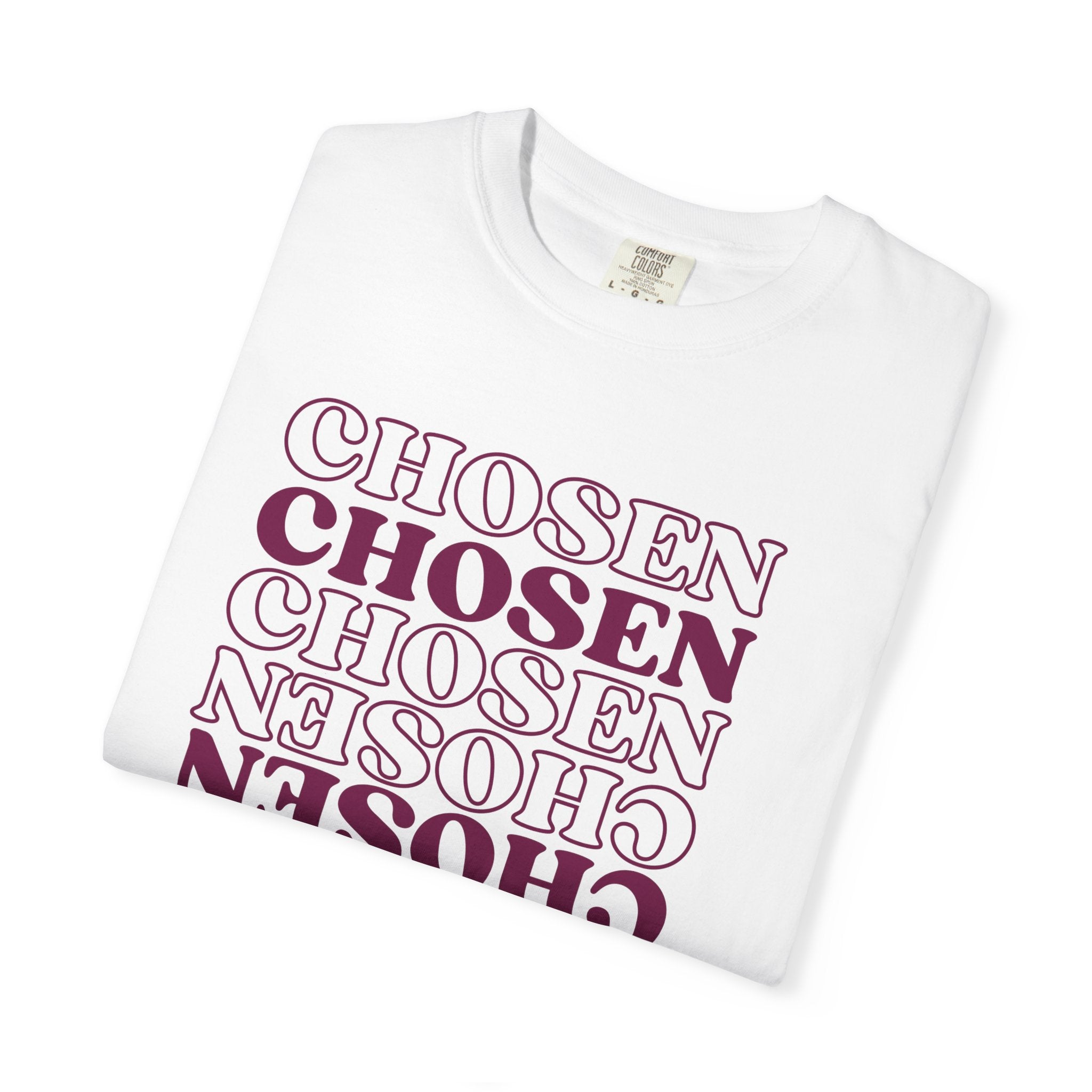 Chosen Repeating Graphic T-Shirt — Bold Mirror Text Tee