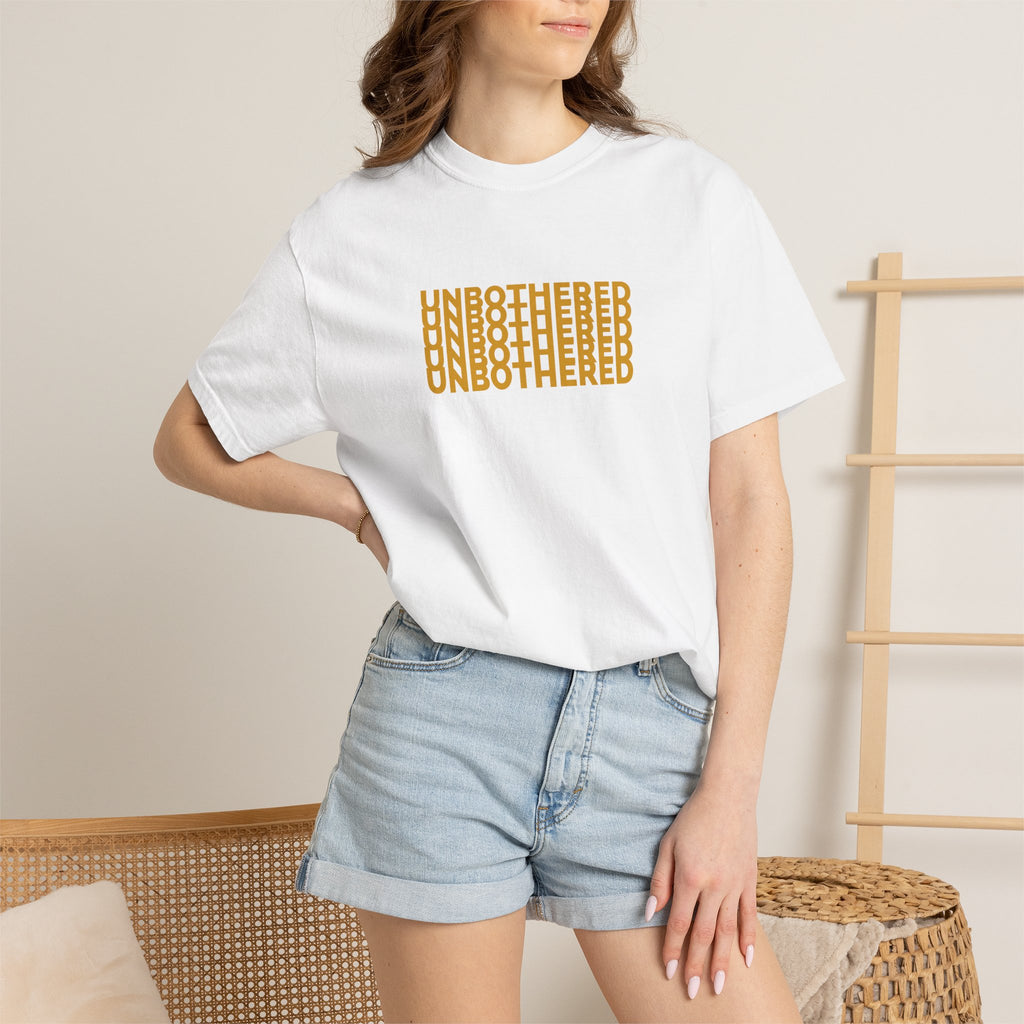 Unbothered Graphic T-Shirt — Minimal Stacked Text Tee
