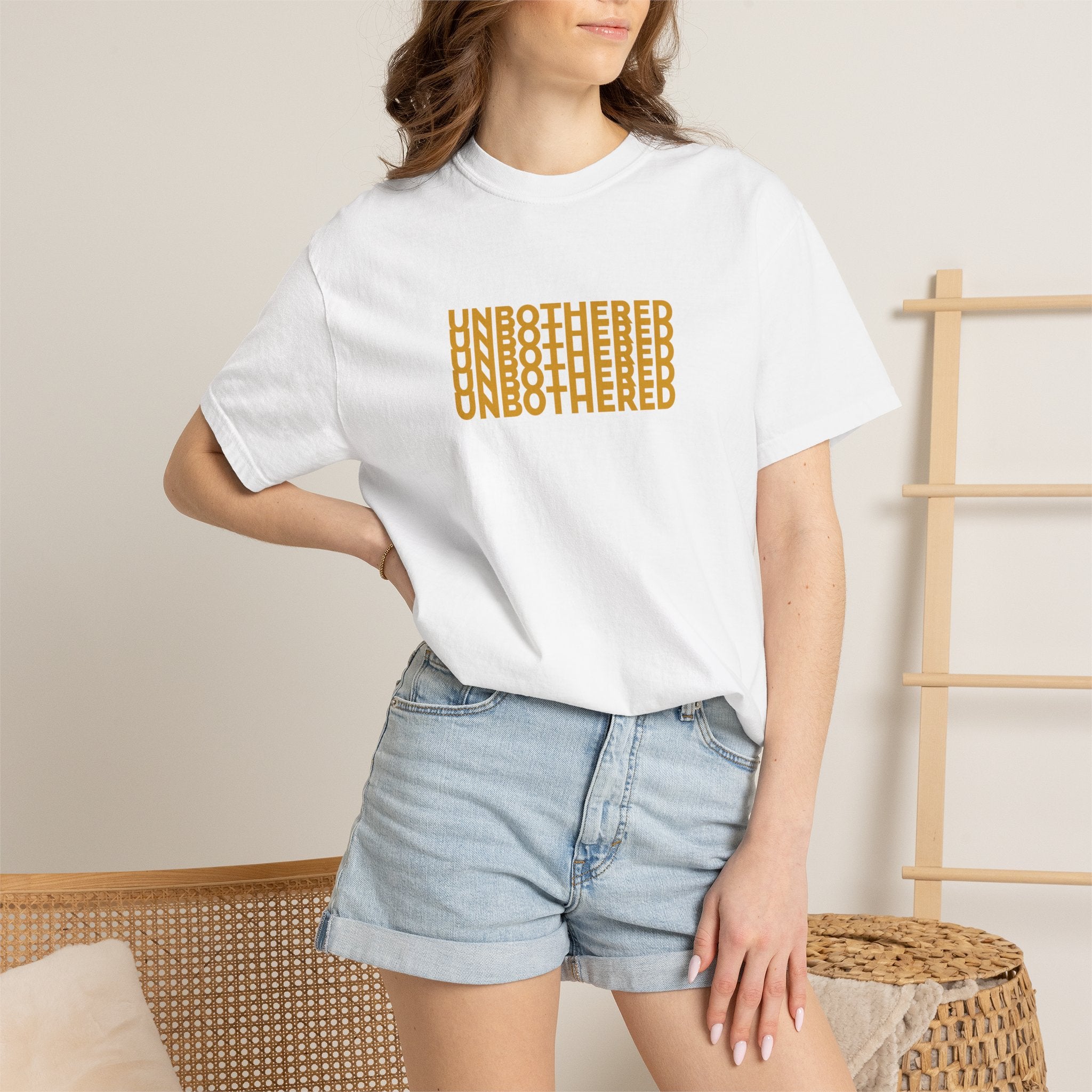 Unbothered Graphic T-Shirt — Minimal Stacked Text Tee