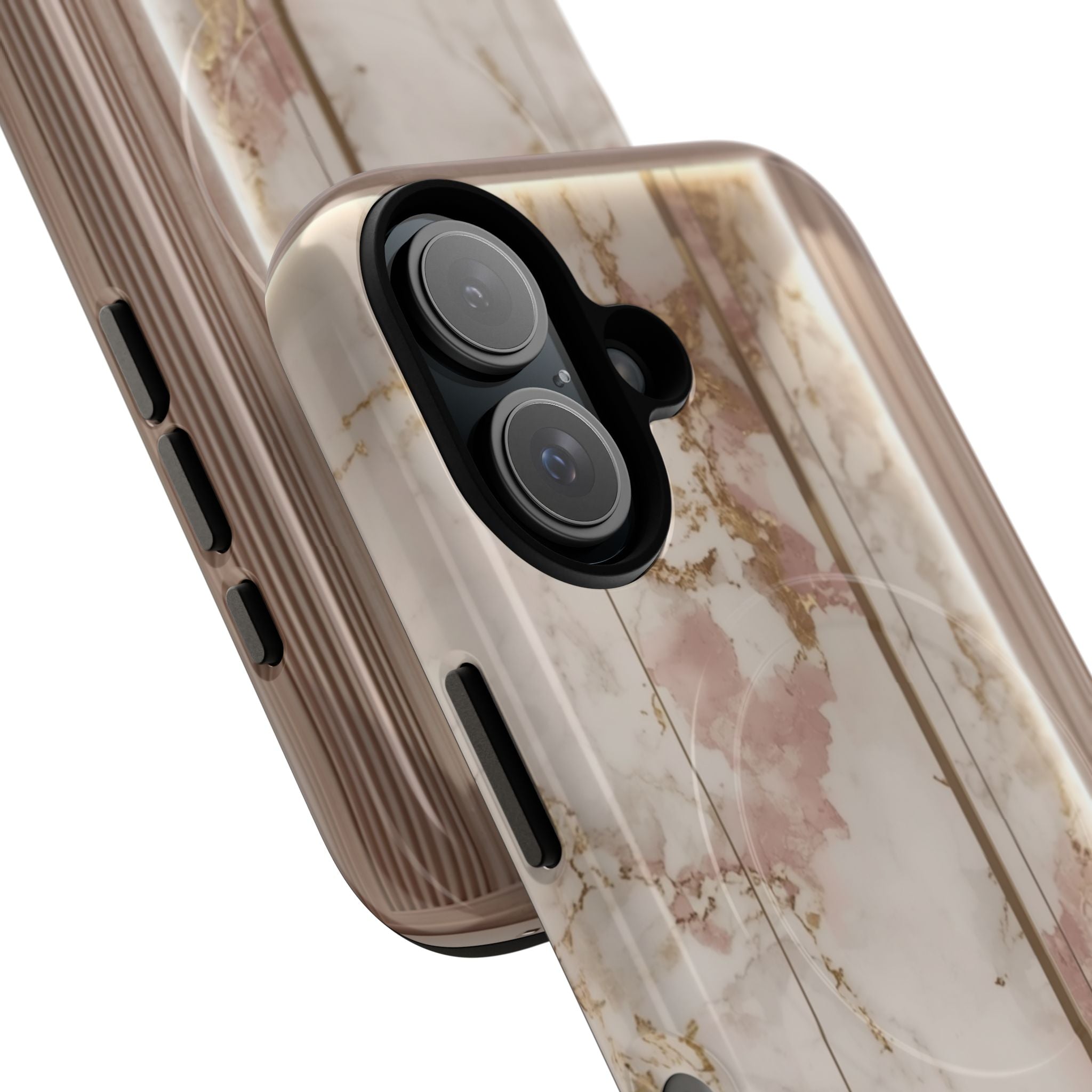 Marble Blush Tough Magnetic Phone Case, Rose Gold Marble Protective Cover
