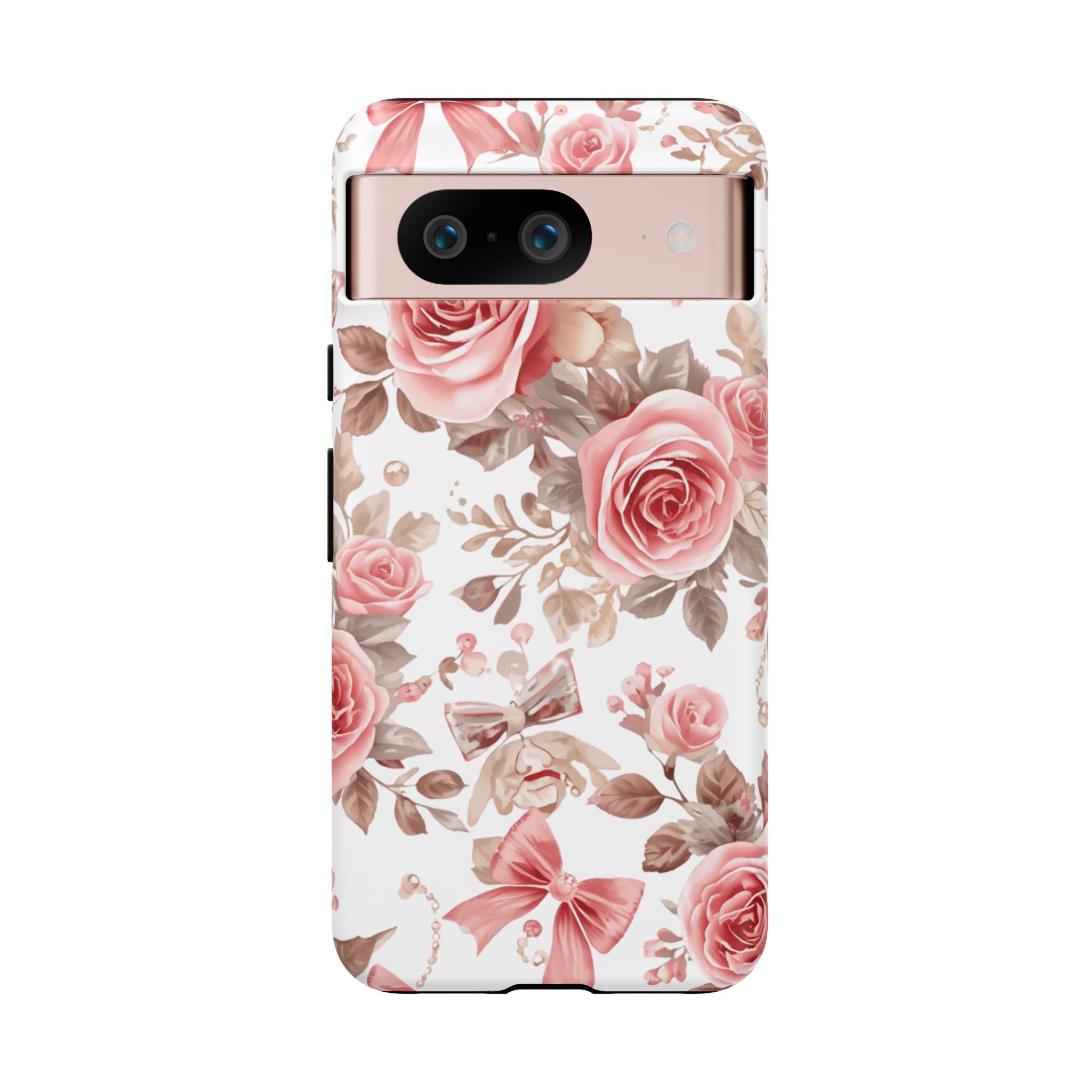 Coquette Floral Phone Case, Pink Rose Aesthetic Tough Case, Cute Vintage Floral Protective Cover for iPhone and Samsung