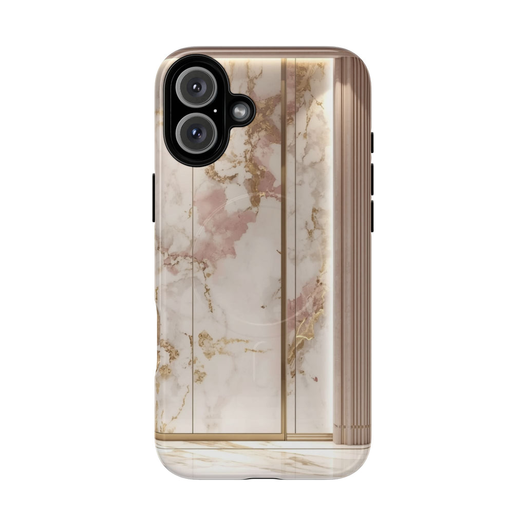 Marble Blush Tough Magnetic Phone Case, Rose Gold Marble Protective Cover
