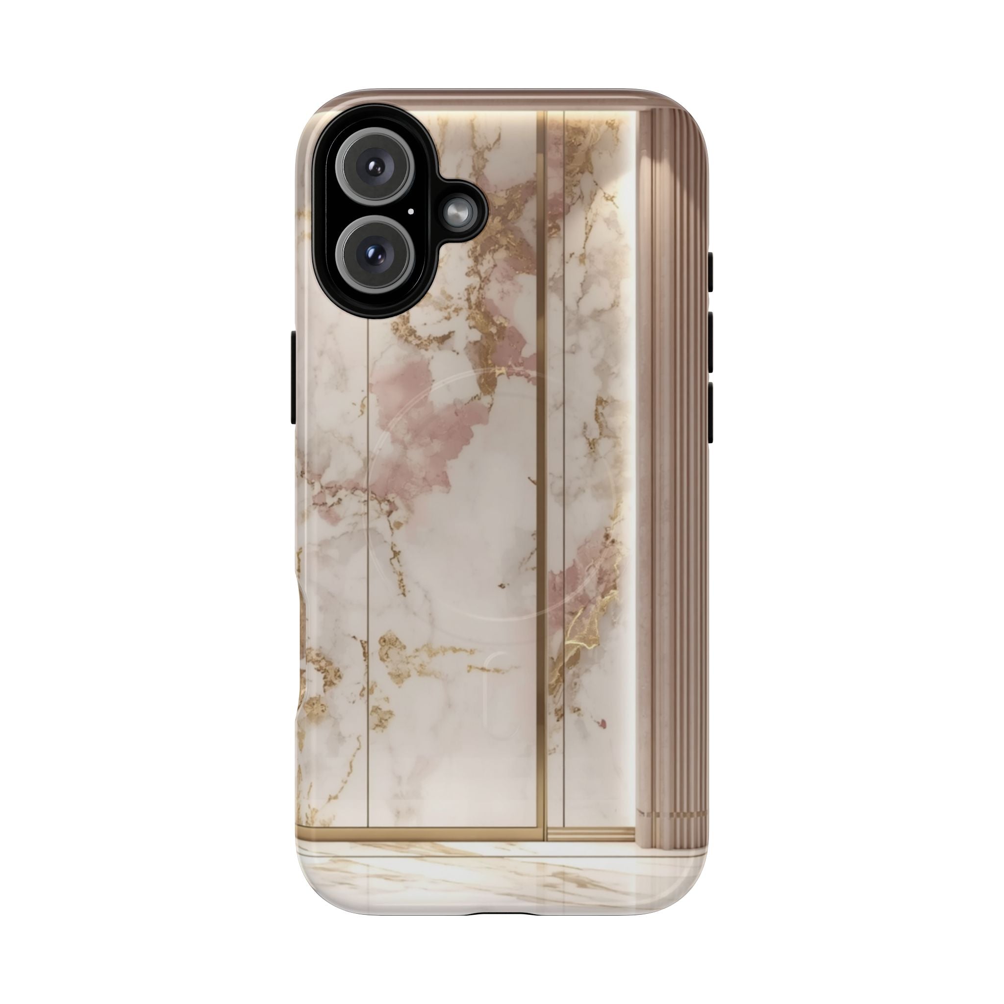 Marble Blush Tough Magnetic Phone Case, Rose Gold Marble Protective Cover