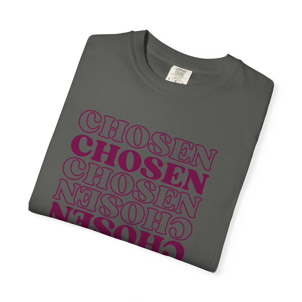 Chosen Repeating Graphic T-Shirt — Bold Mirror Text Tee