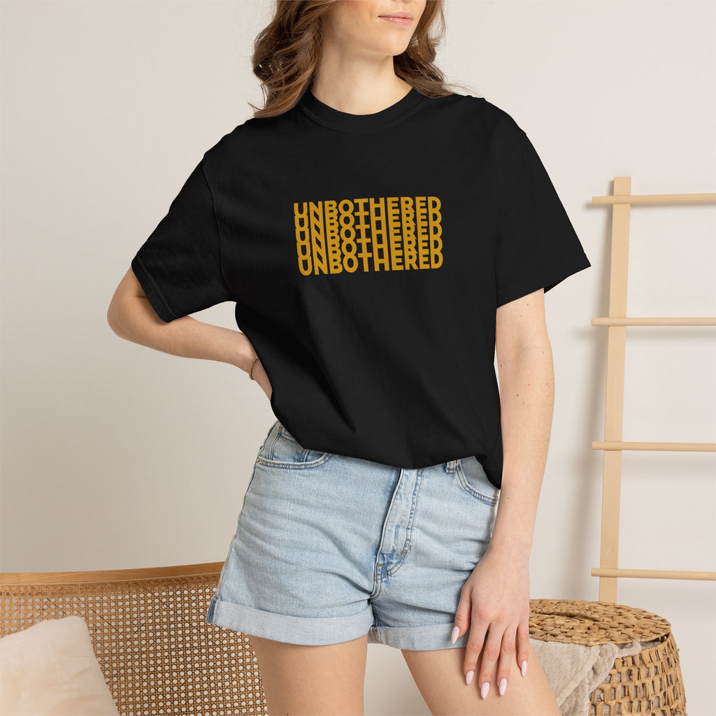 Unbothered Graphic T-Shirt — Minimal Stacked Text Tee