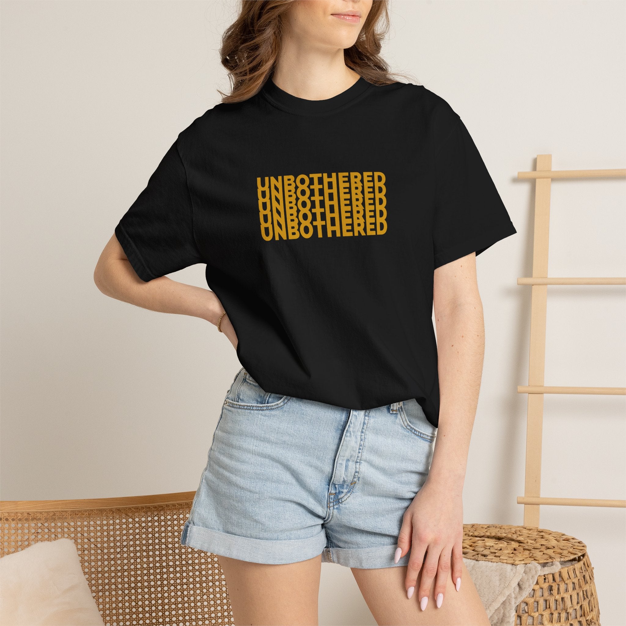 Unbothered Graphic T-Shirt — Minimal Stacked Text Tee