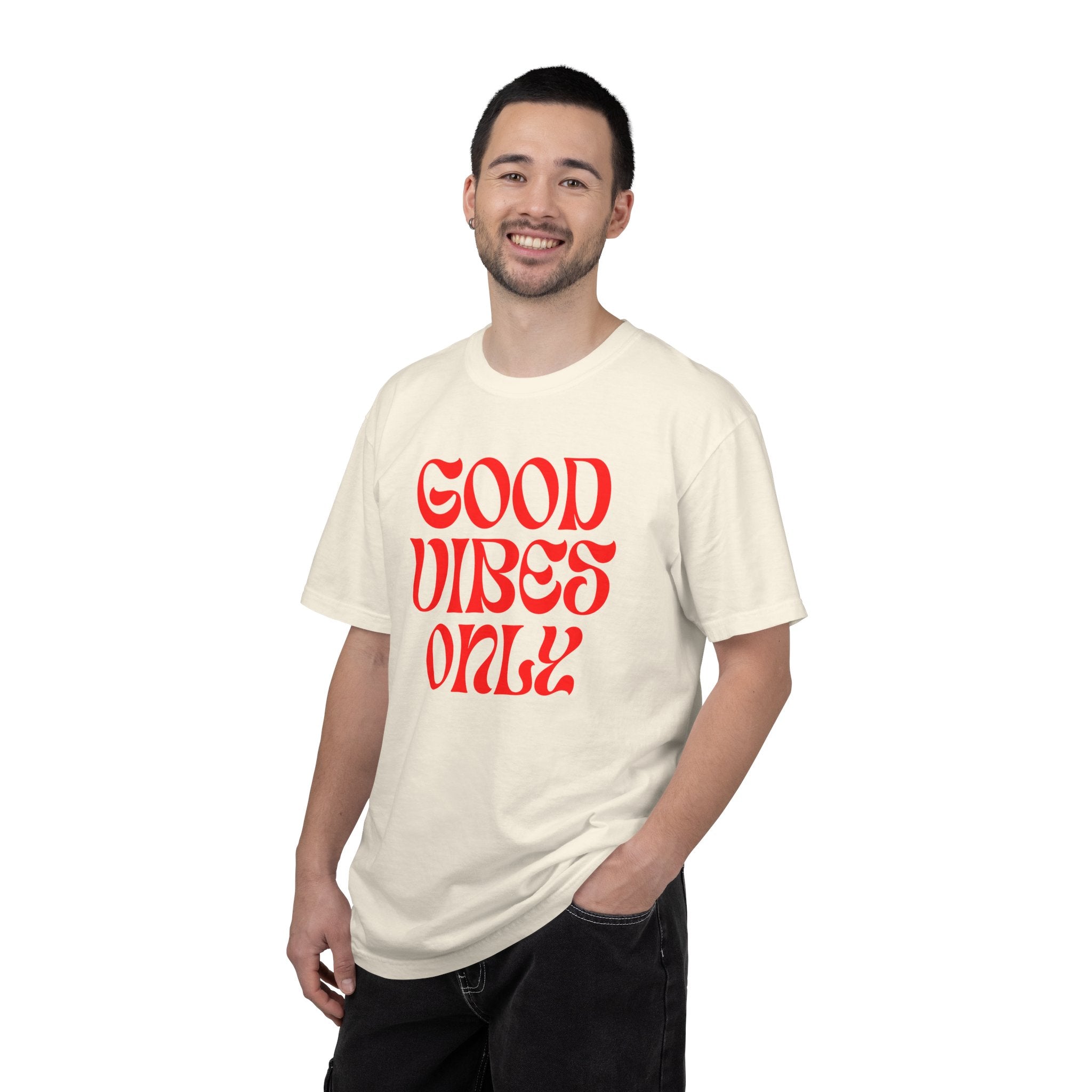 Good Vibes Only T‑Shirt — Retro Red Typography Graphic Tee
