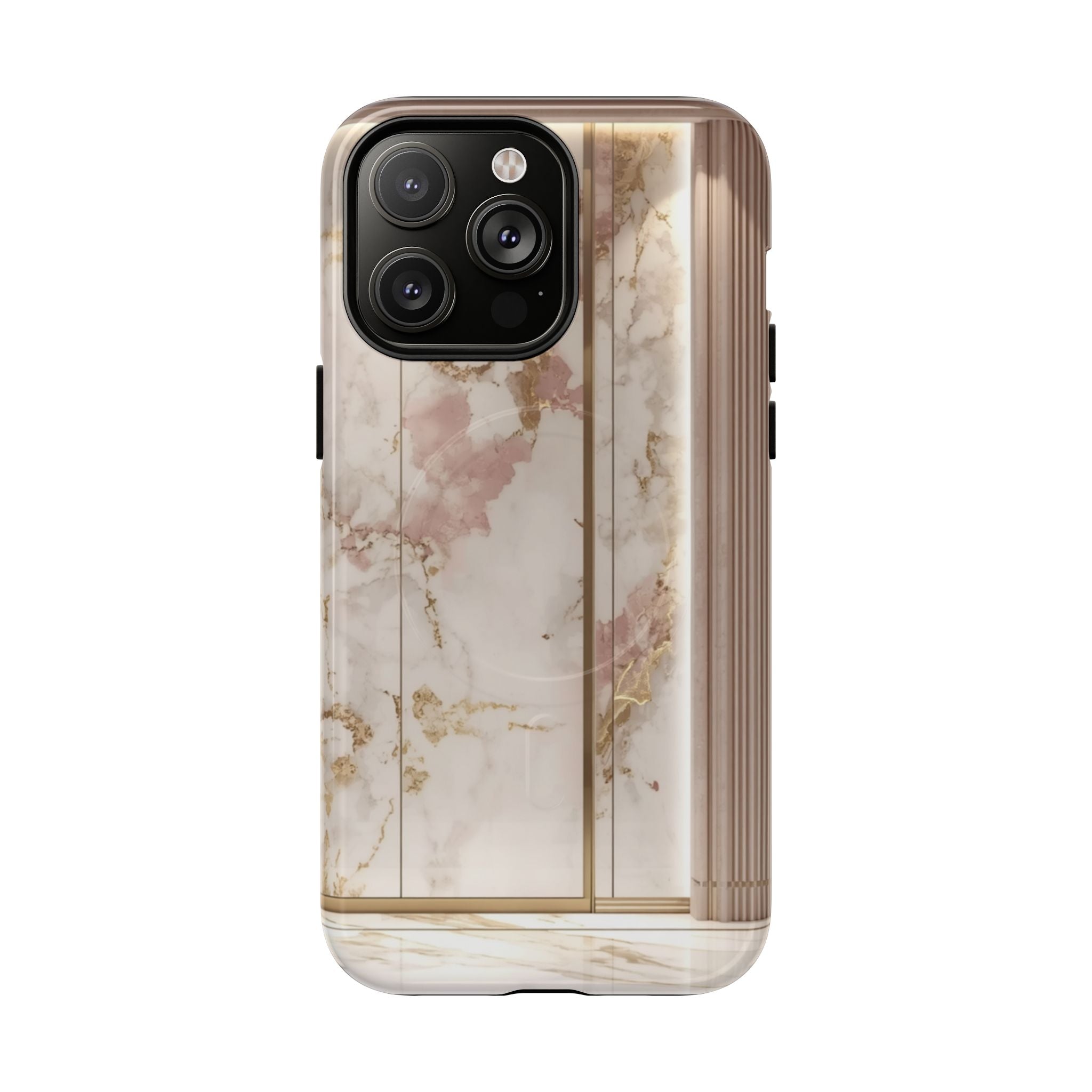 Marble Blush Tough Magnetic Phone Case, Rose Gold Marble Protective Cover