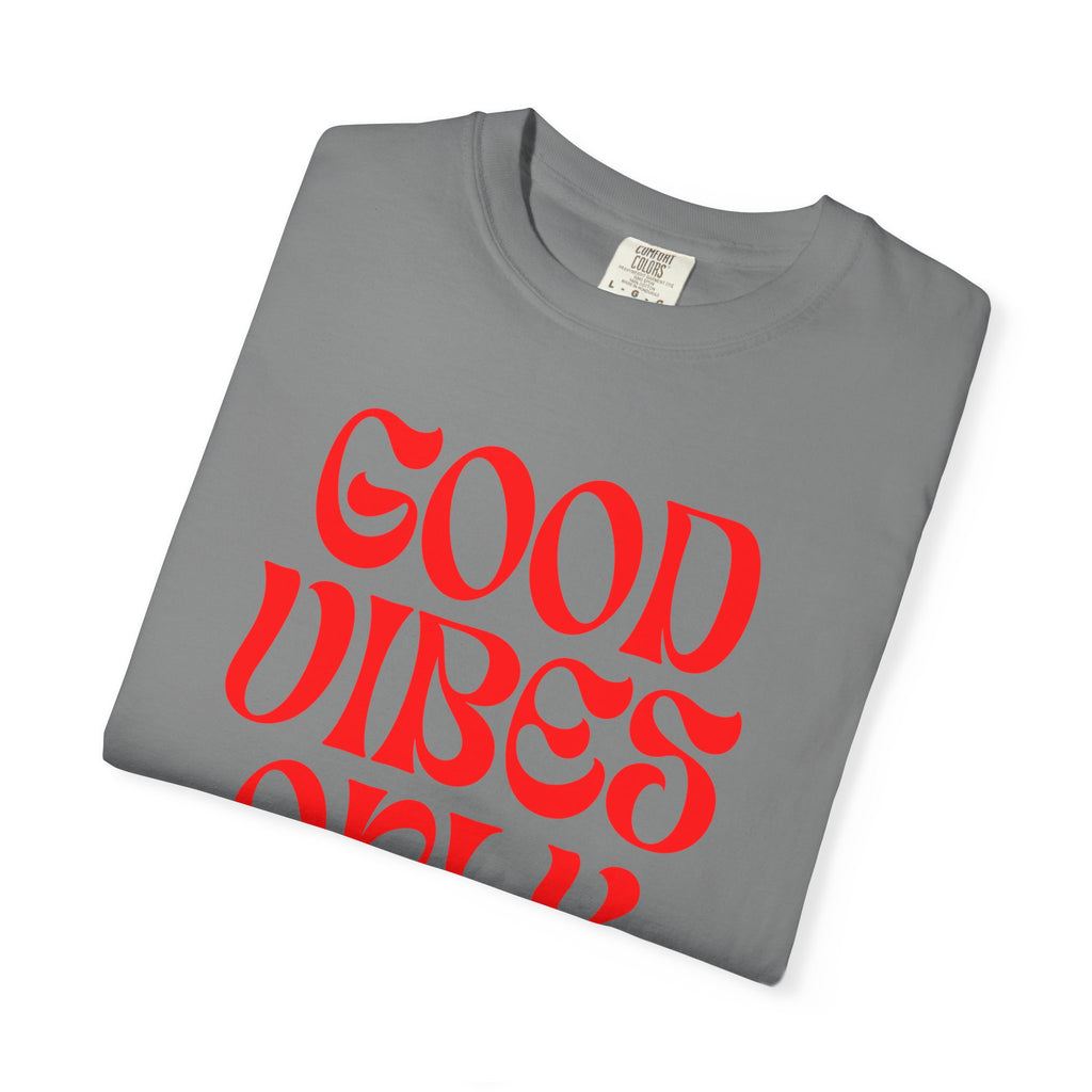 Good Vibes Only T‑Shirt — Retro Red Typography Graphic Tee