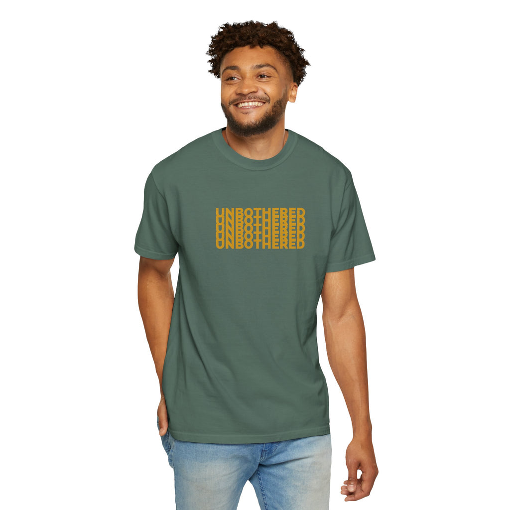 Unbothered Graphic T-Shirt — Minimal Stacked Text Tee