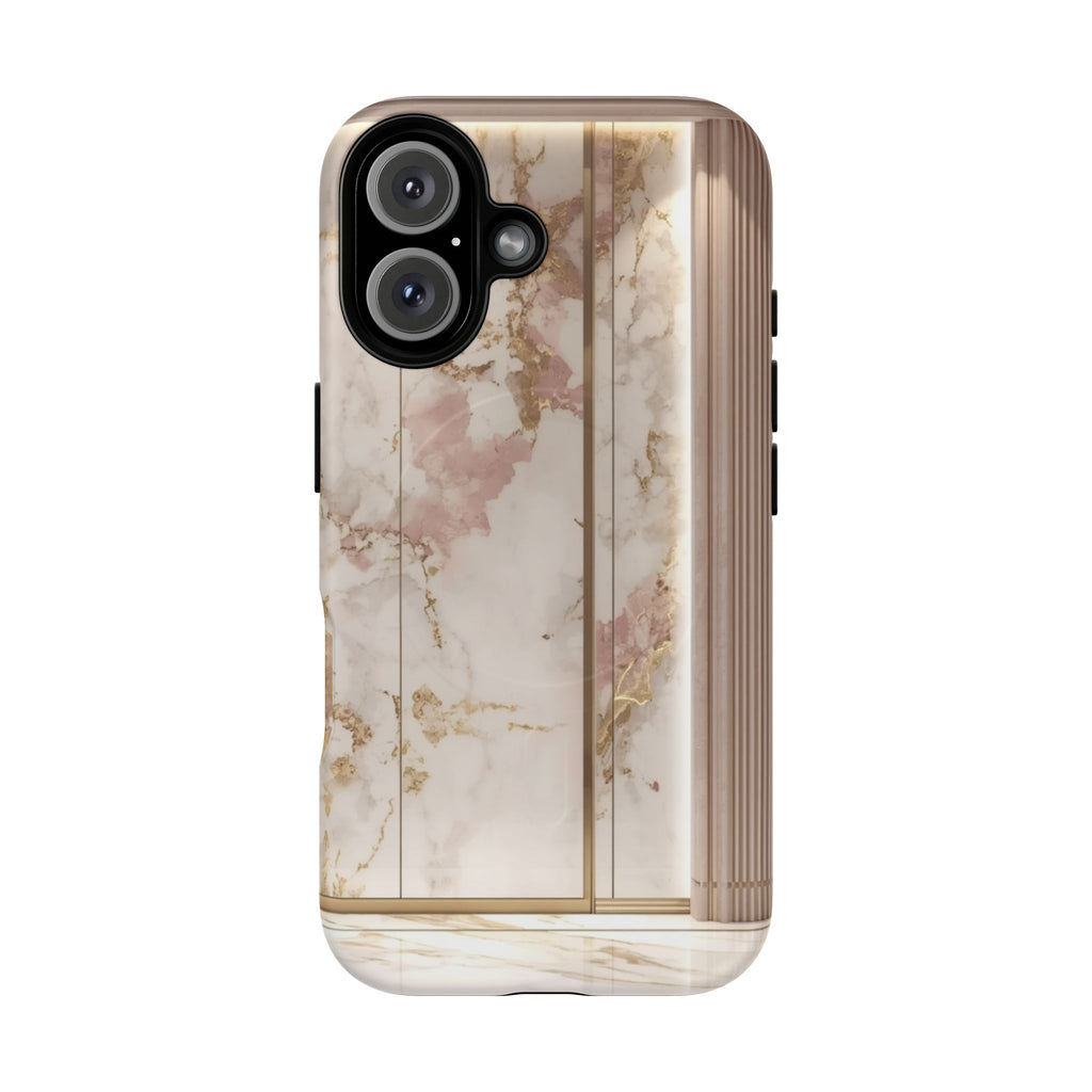 Marble Blush Tough Magnetic Phone Case, Rose Gold Marble Protective Cover