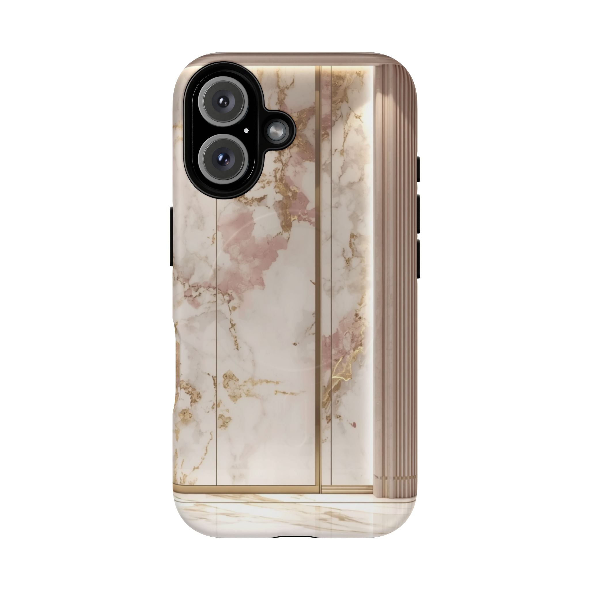 Marble Blush Tough Magnetic Phone Case, Rose Gold Marble Protective Cover