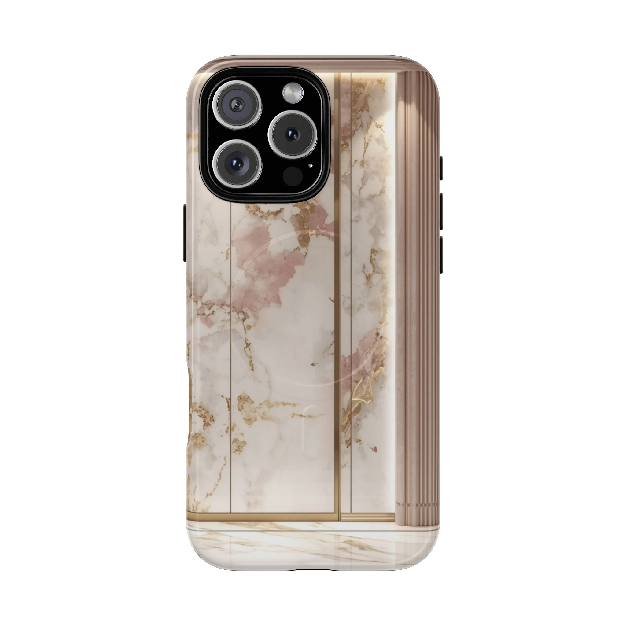 Marble Blush Tough Magnetic Phone Case, Rose Gold Marble Protective Cover