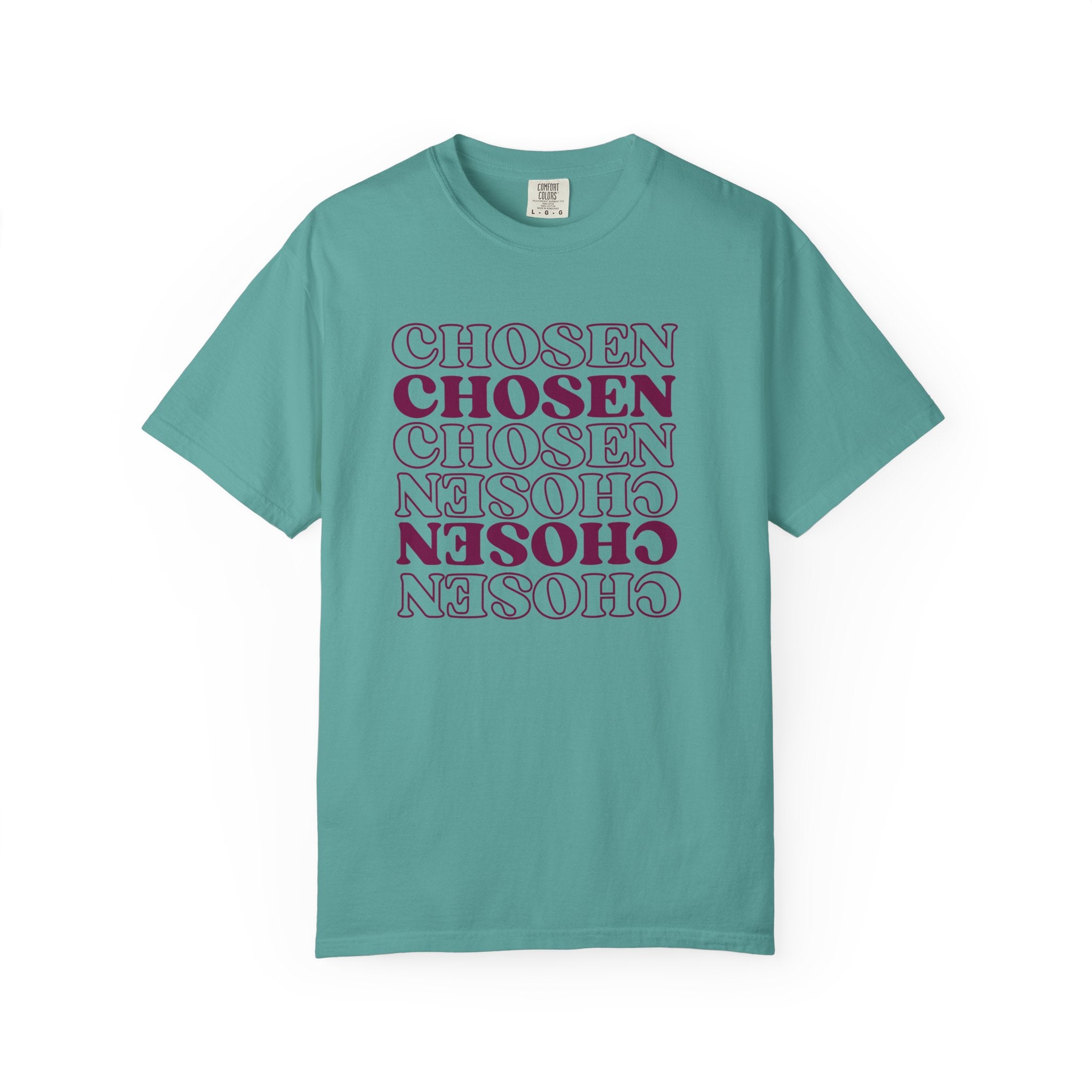Chosen Repeating Graphic T-Shirt — Bold Mirror Text Tee