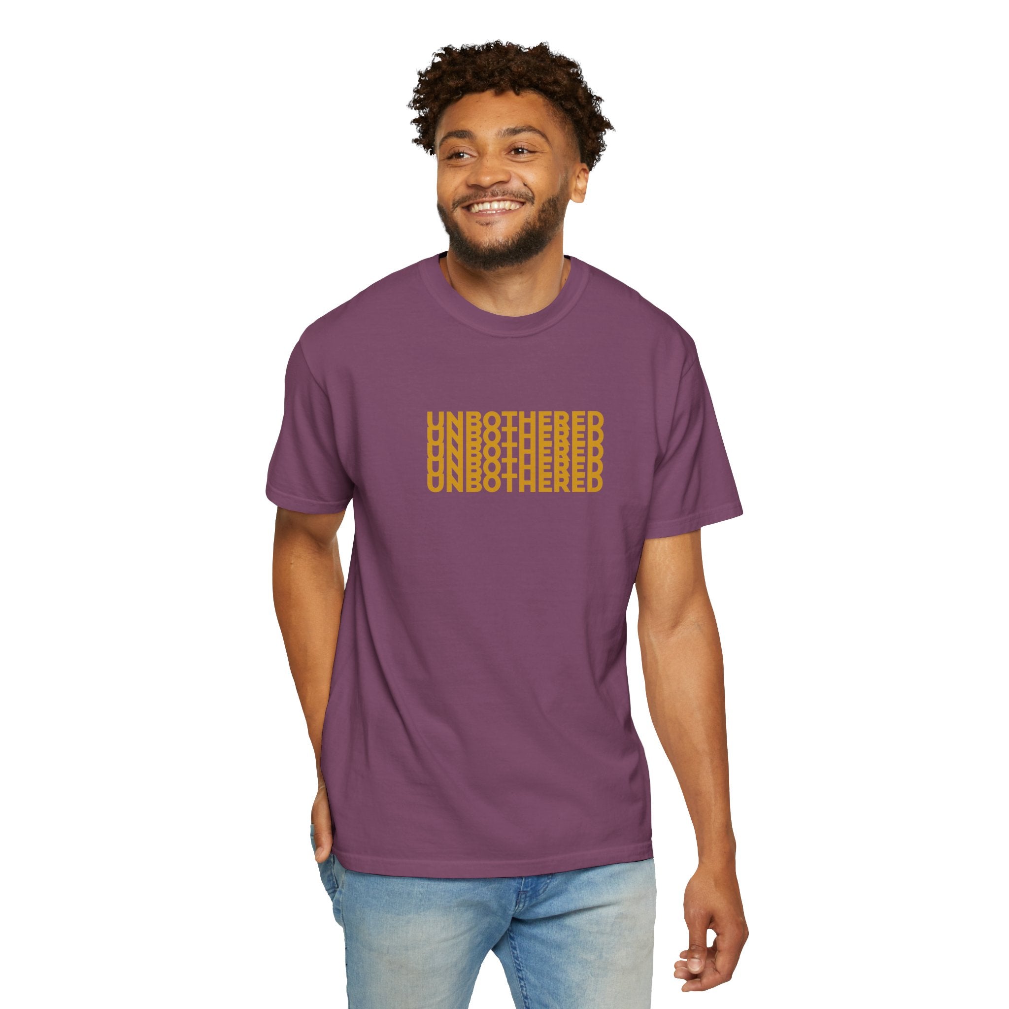 Unbothered Graphic T-Shirt — Minimal Stacked Text Tee