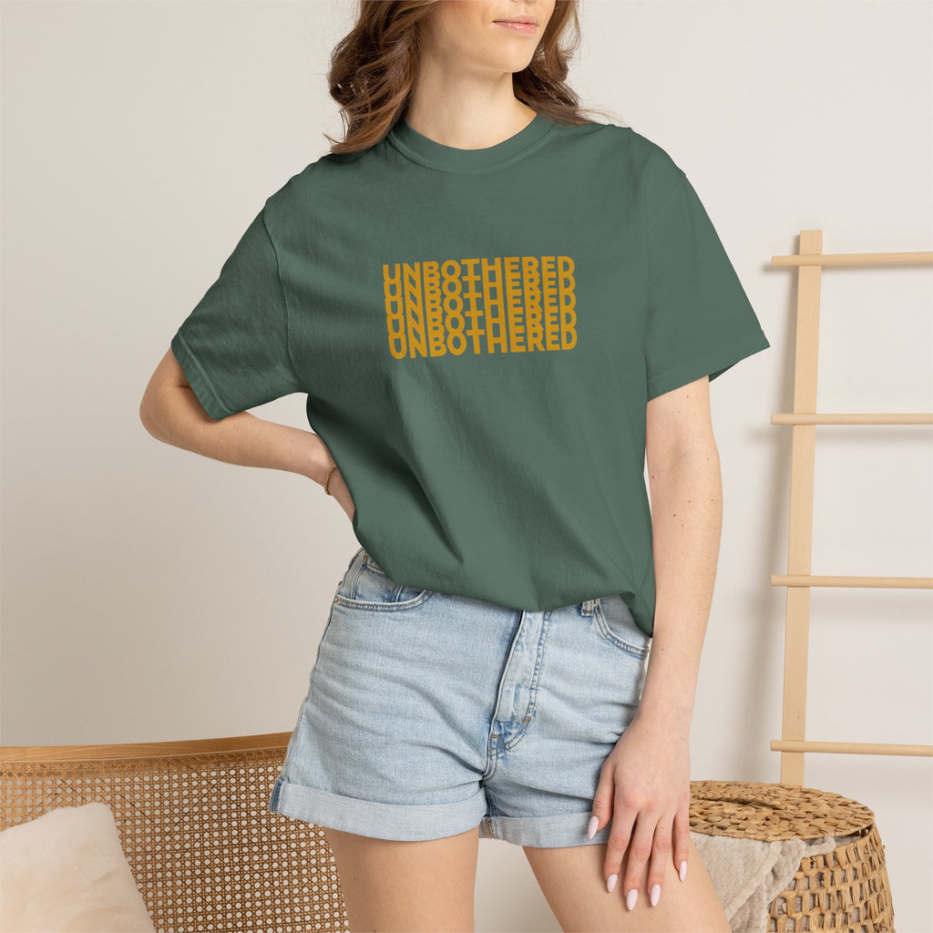 Unbothered Graphic T-Shirt — Minimal Stacked Text Tee