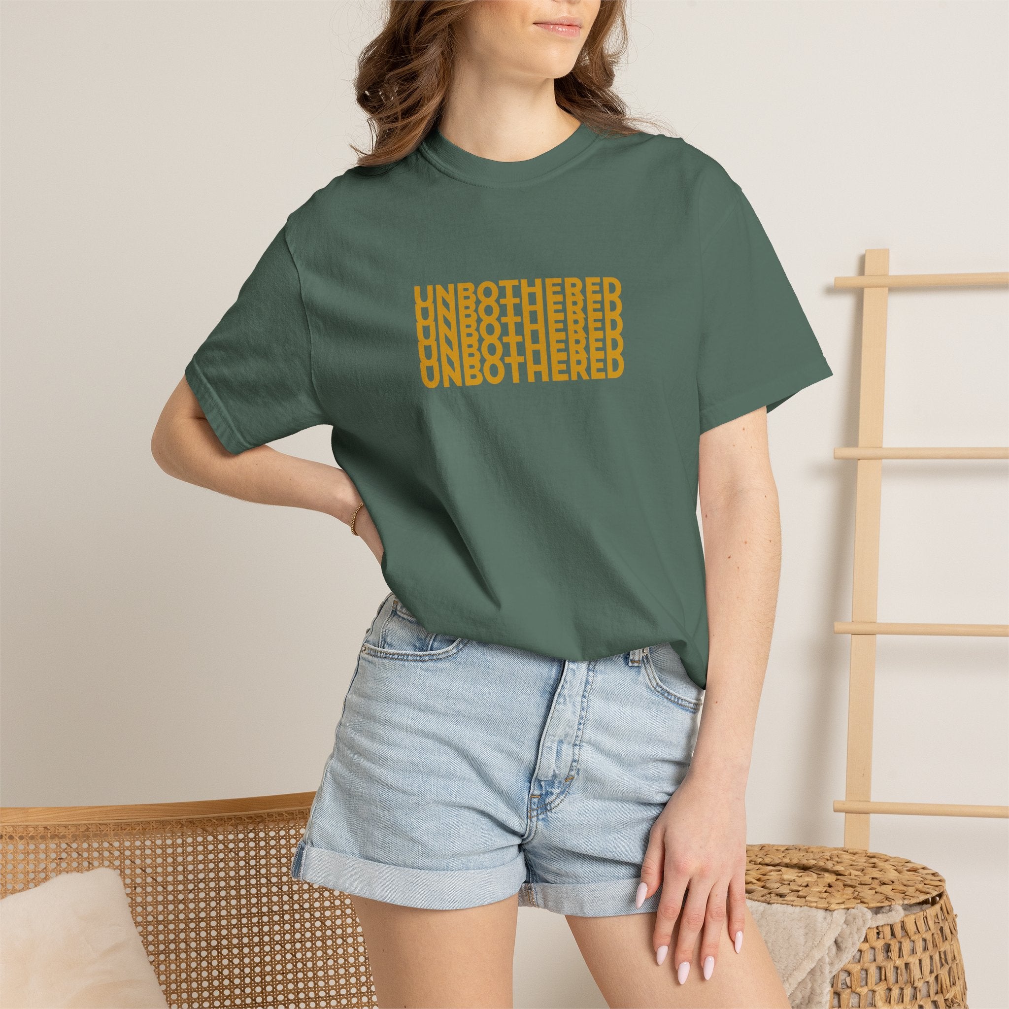 Unbothered Graphic T-Shirt — Minimal Stacked Text Tee