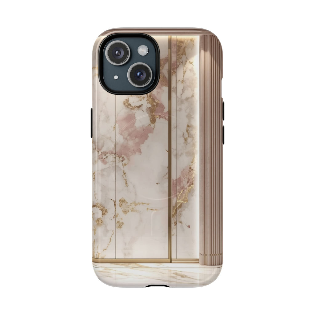 Marble Blush Tough Magnetic Phone Case, Rose Gold Marble Protective Cover