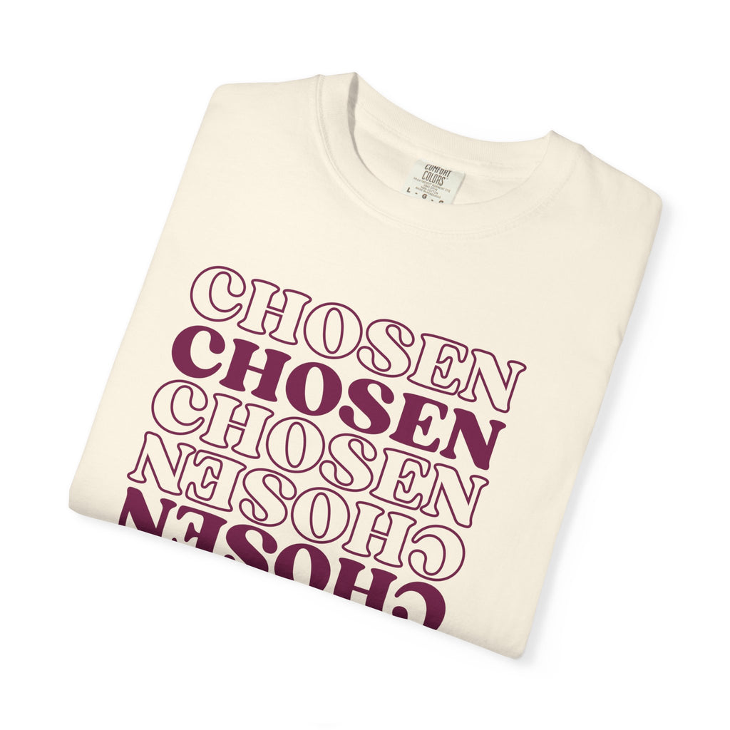 Chosen Repeating Graphic T-Shirt — Bold Mirror Text Tee