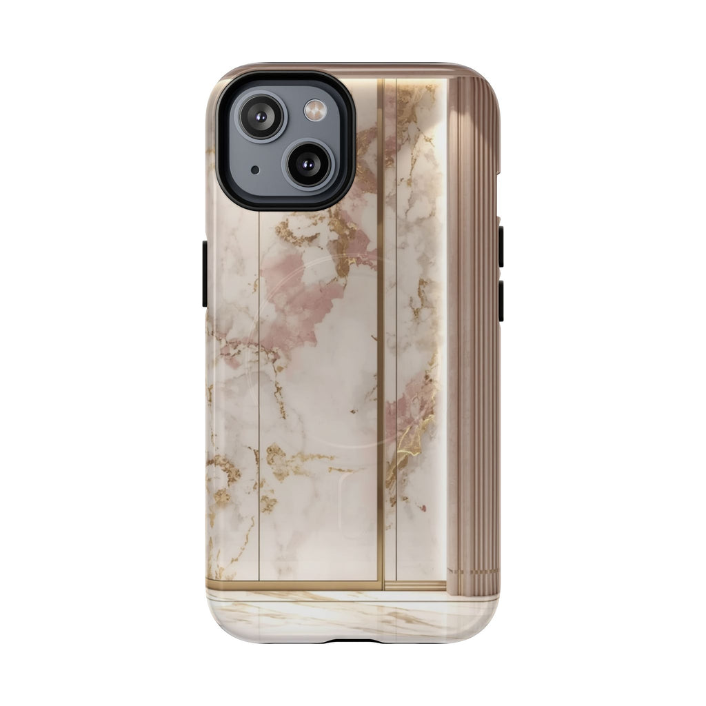 Marble Blush Tough Magnetic Phone Case, Rose Gold Marble Protective Cover