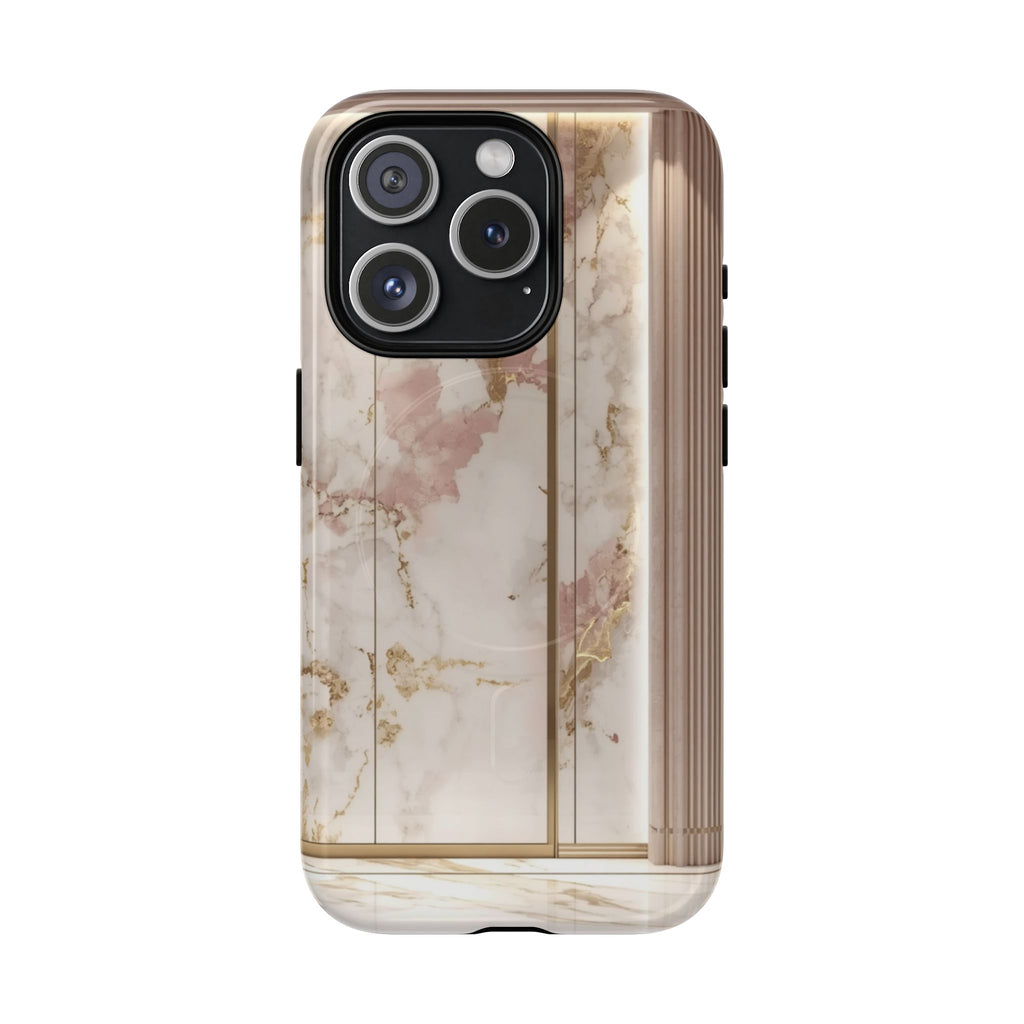 Marble Blush Tough Magnetic Phone Case, Rose Gold Marble Protective Cover