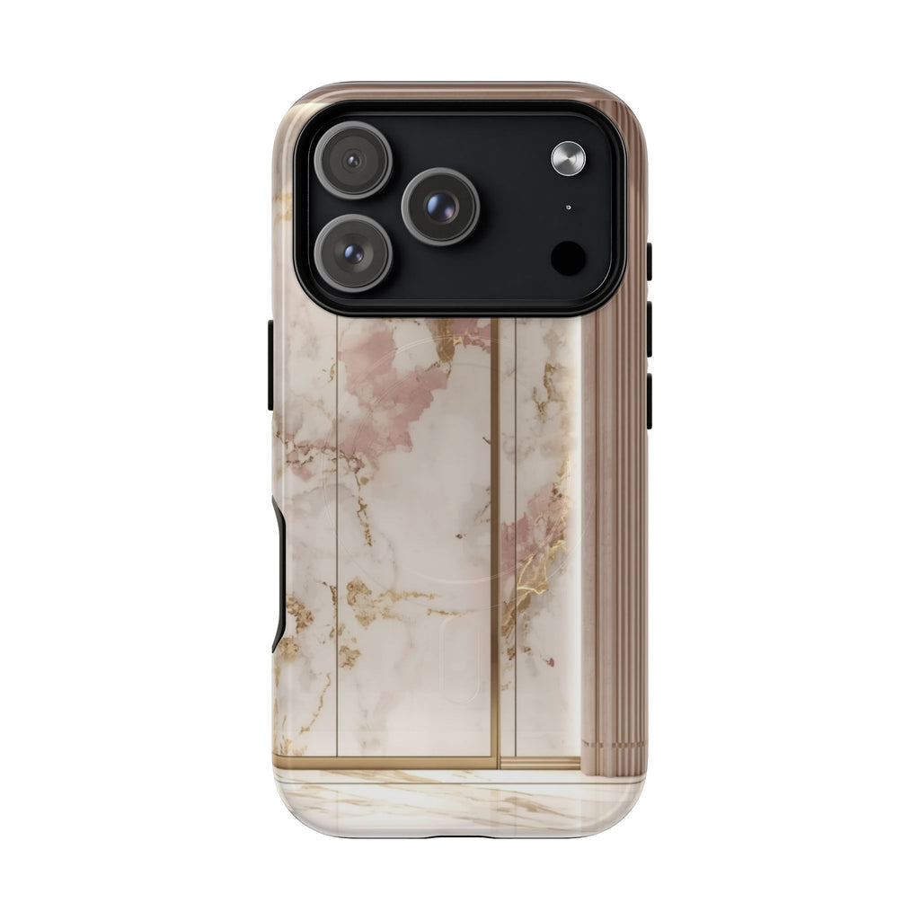 Marble Blush Tough Magnetic Phone Case, Rose Gold Marble Protective Cover