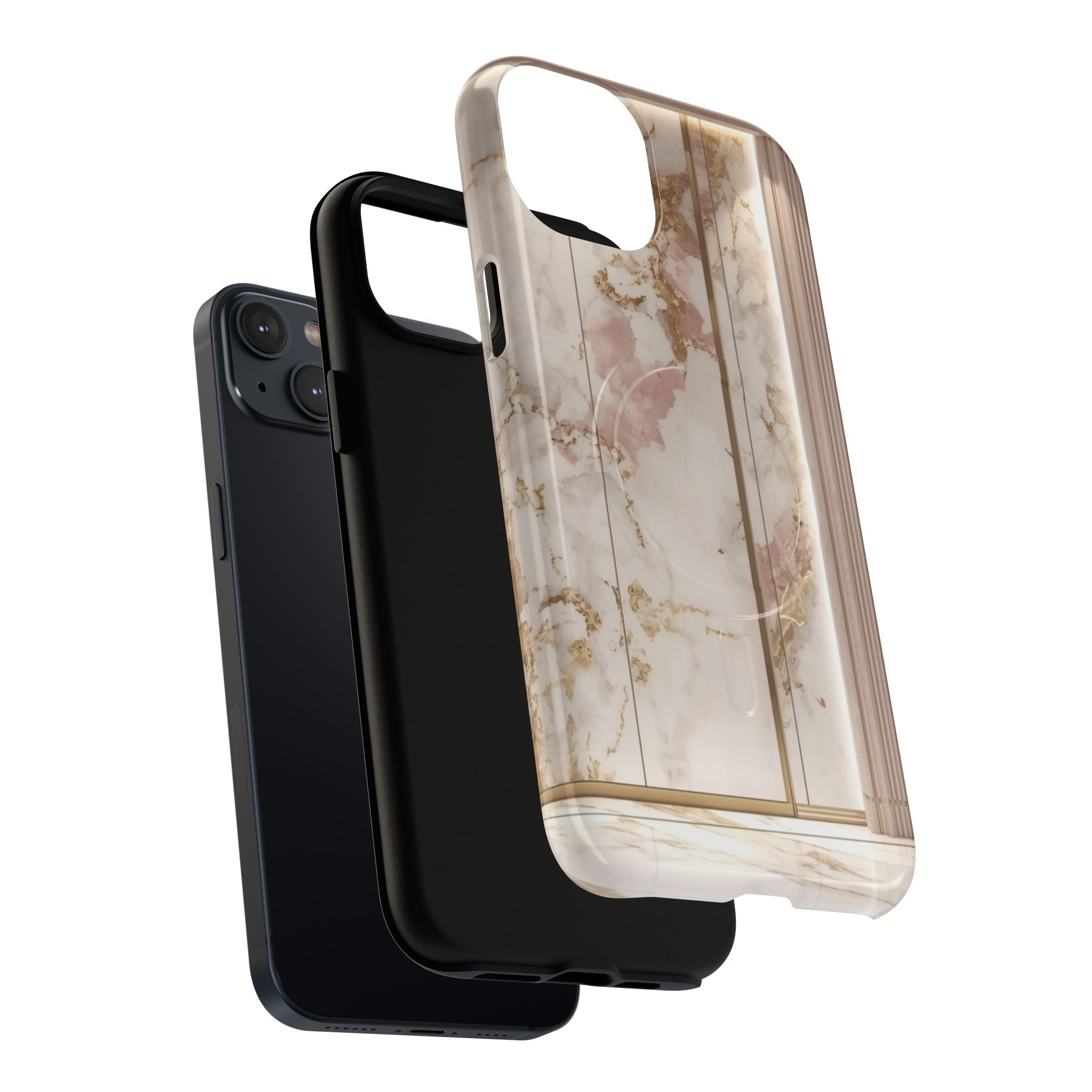 Marble Blush Tough Magnetic Phone Case, Rose Gold Marble Protective Cover