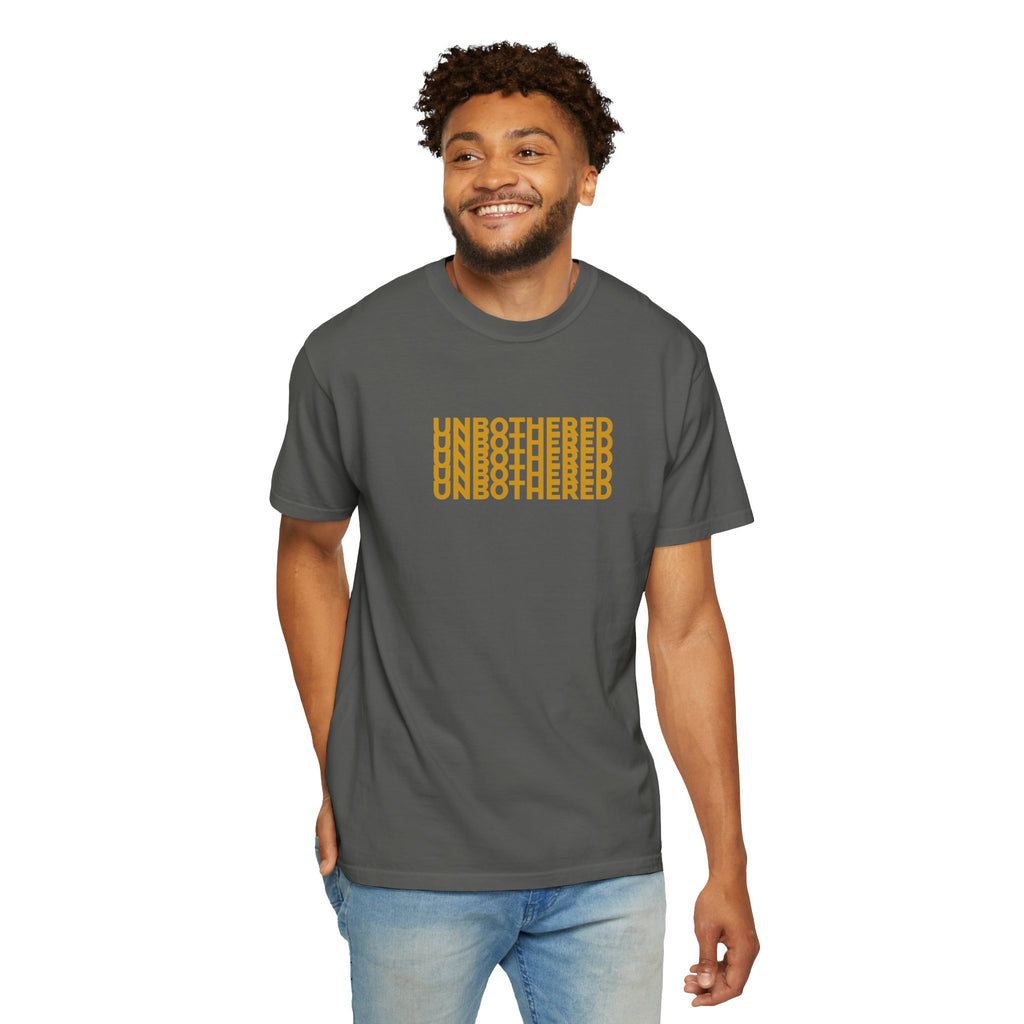Unbothered Graphic T-Shirt — Minimal Stacked Text Tee