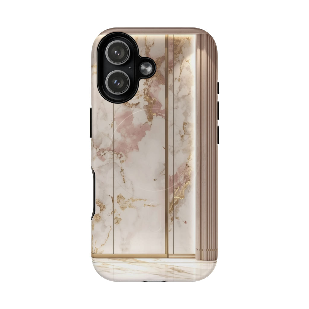 Marble Blush Tough Magnetic Phone Case, Rose Gold Marble Protective Cover