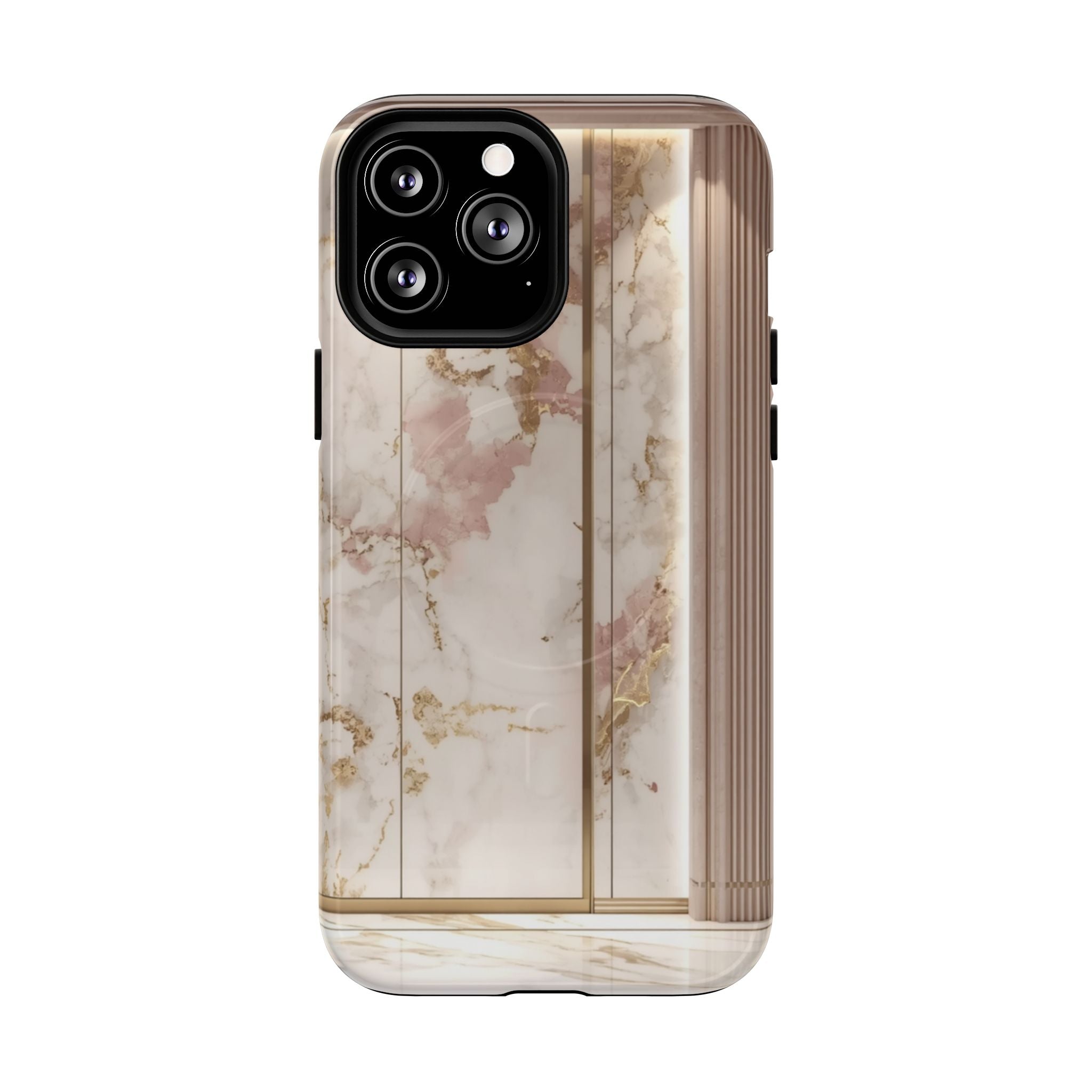 Marble Blush Tough Magnetic Phone Case, Rose Gold Marble Protective Cover