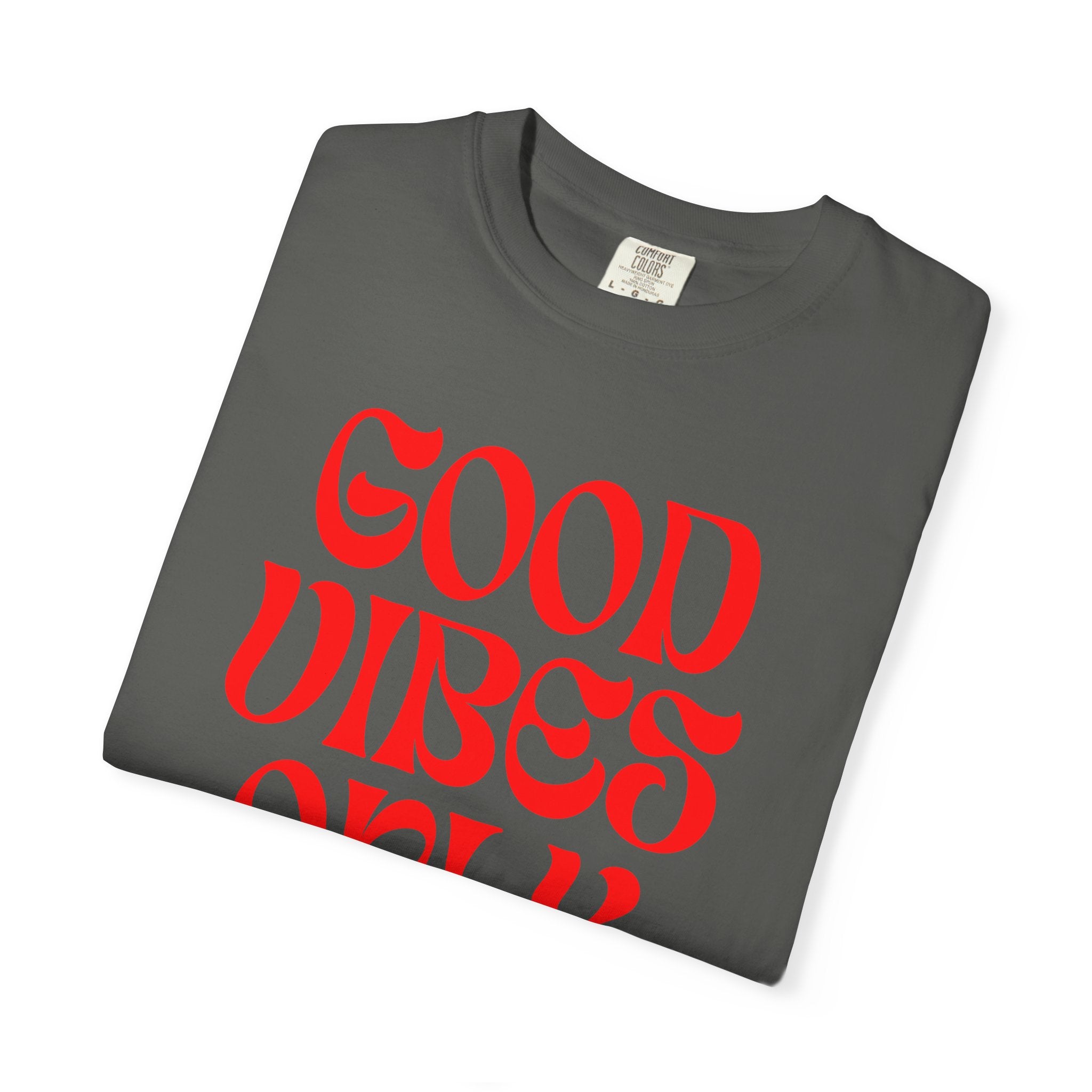 Good Vibes Only T‑Shirt — Retro Red Typography Graphic Tee