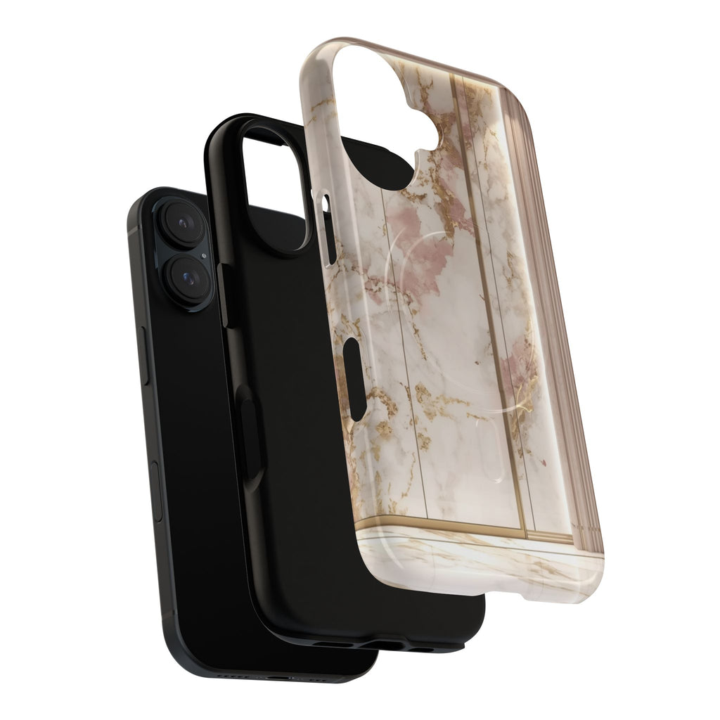 Marble Blush Tough Magnetic Phone Case, Rose Gold Marble Protective Cover