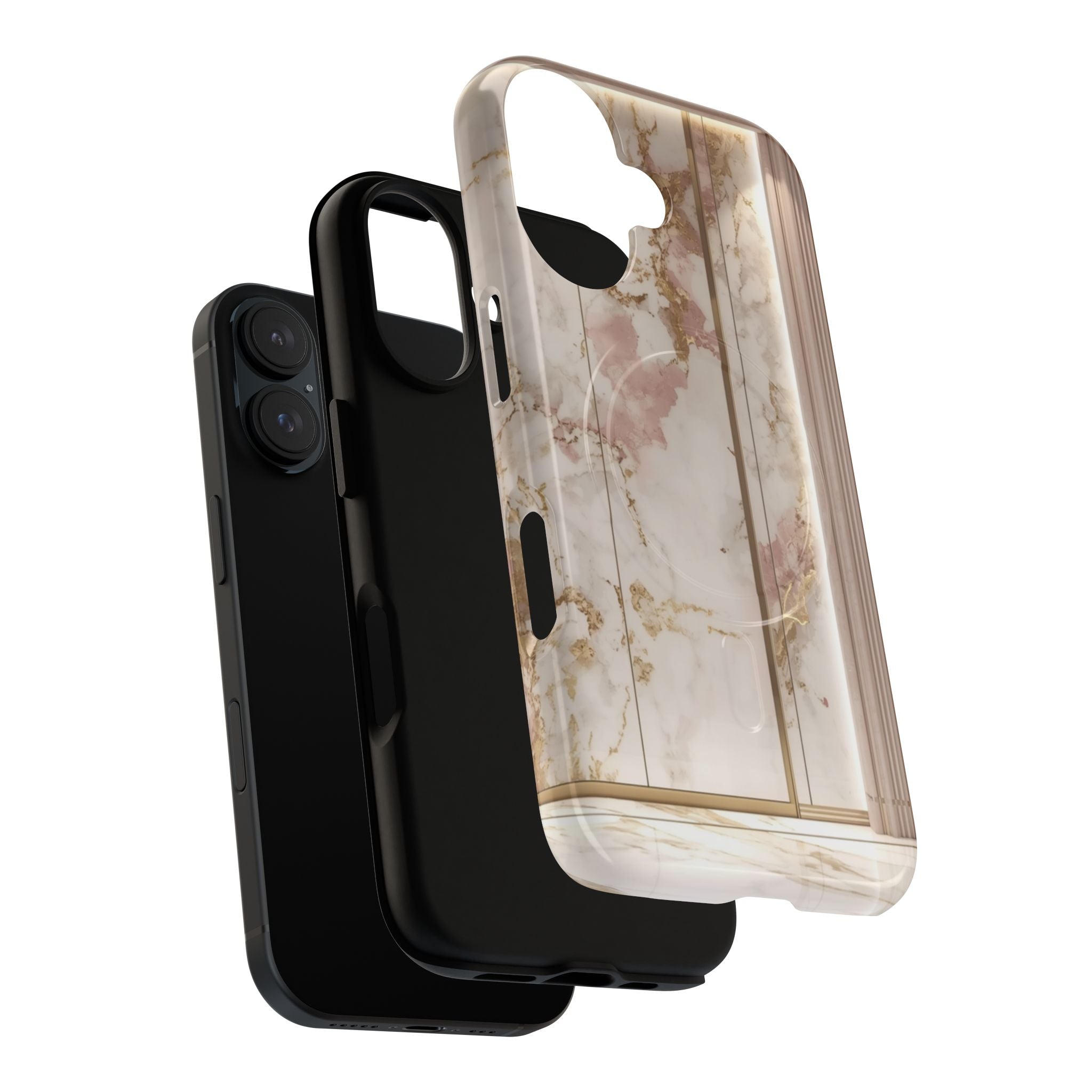 Marble Blush Tough Magnetic Phone Case, Rose Gold Marble Protective Cover
