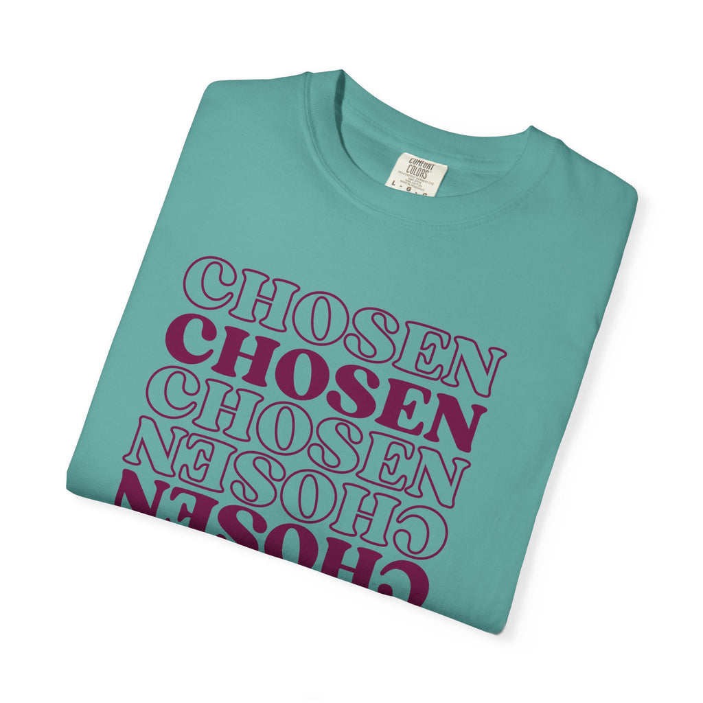 Chosen Repeating Graphic T-Shirt — Bold Mirror Text Tee