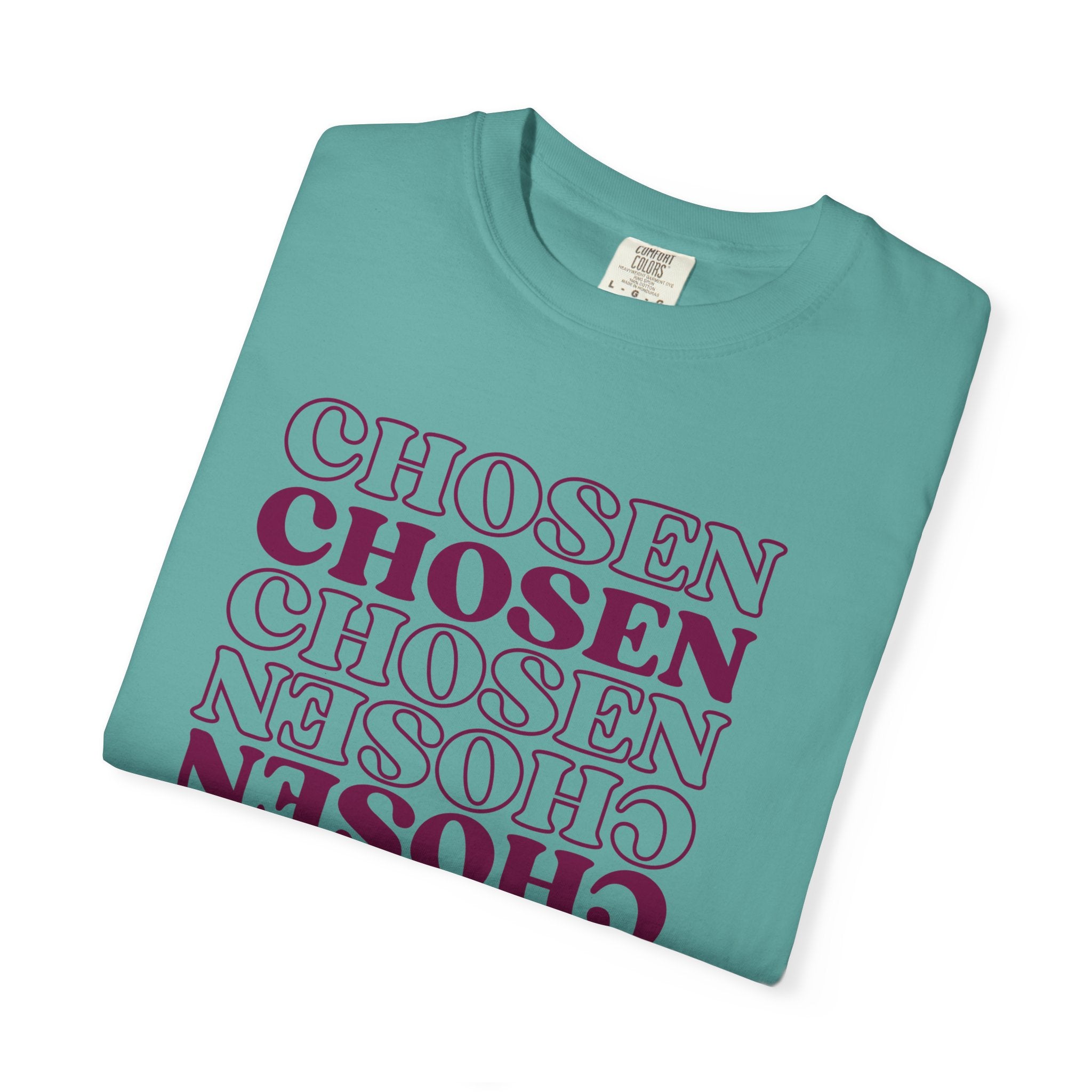 Chosen Repeating Graphic T-Shirt — Bold Mirror Text Tee