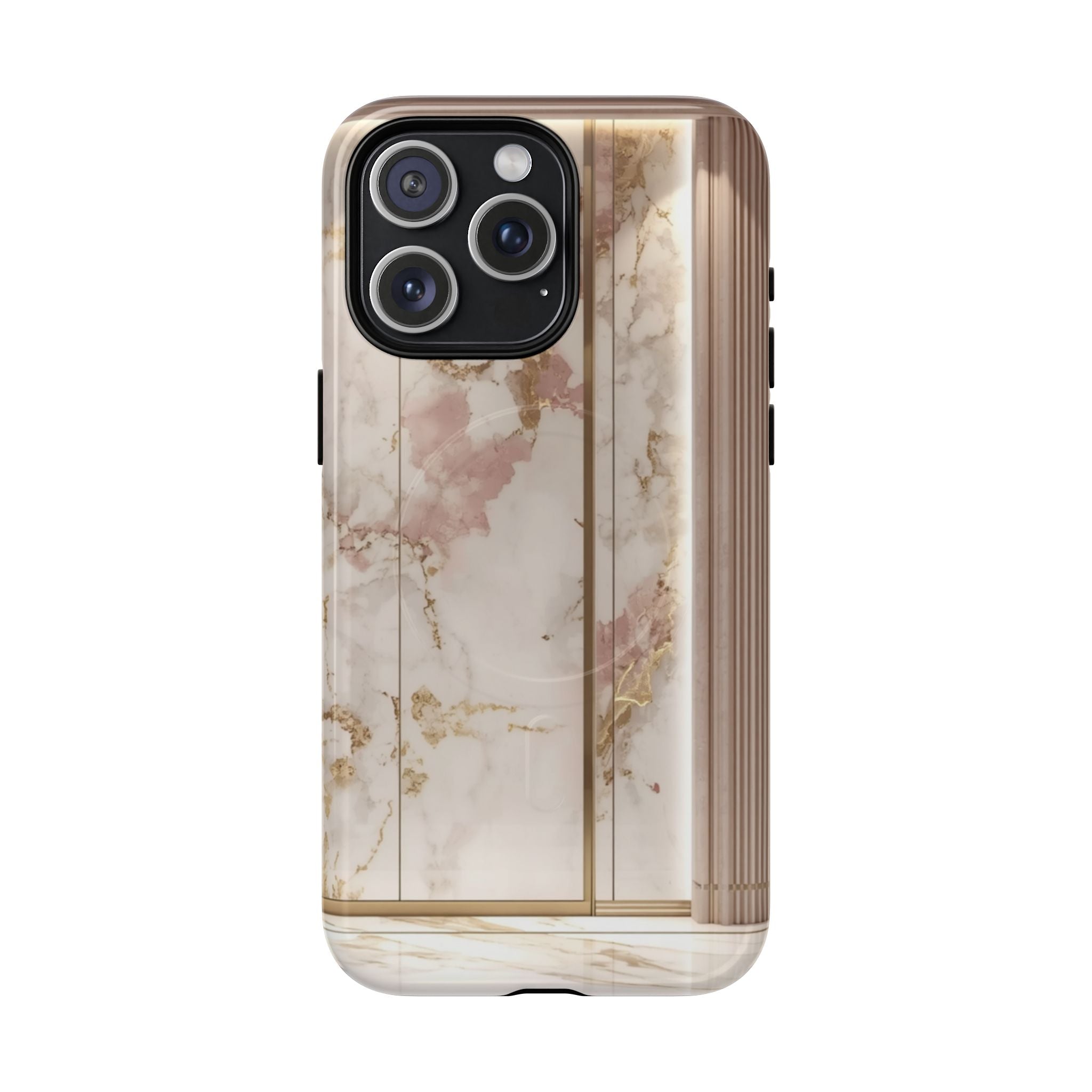 Marble Blush Tough Magnetic Phone Case, Rose Gold Marble Protective Cover