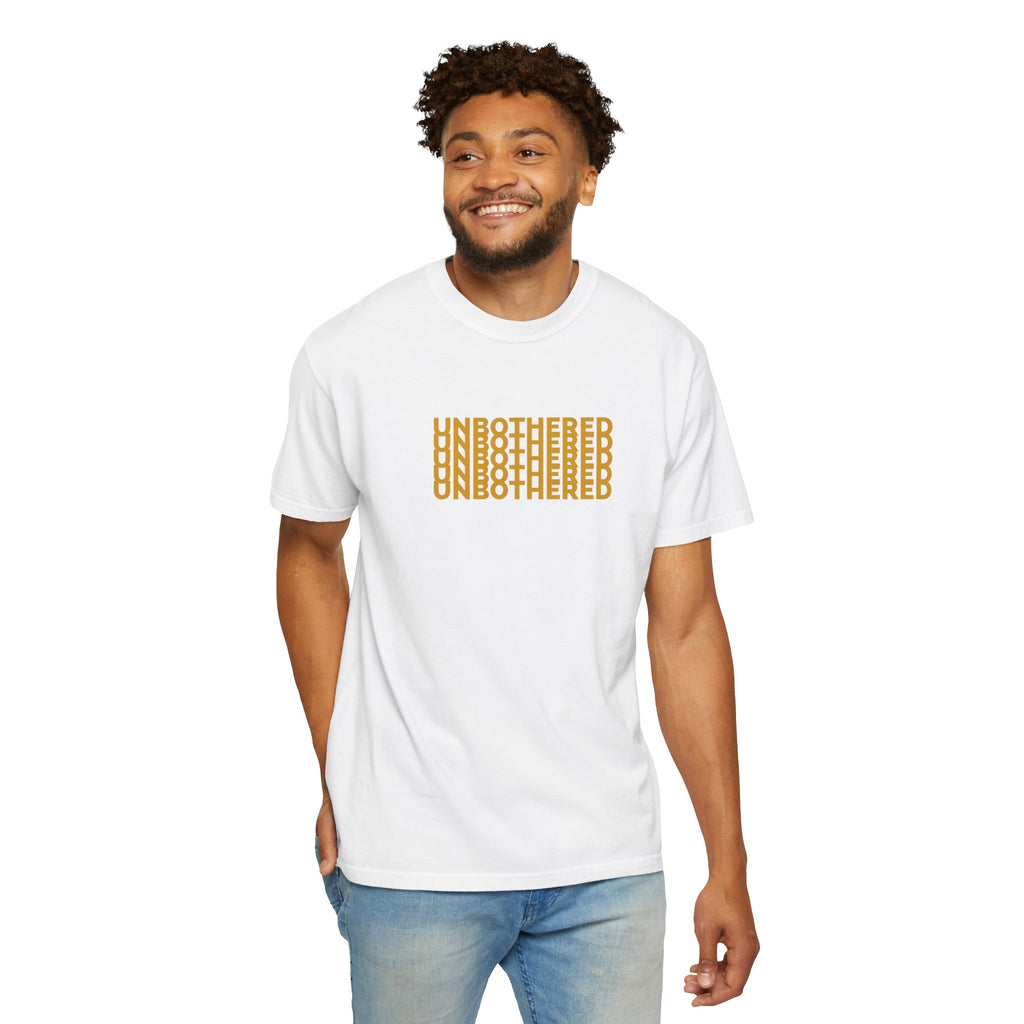 Unbothered Graphic T-Shirt — Minimal Stacked Text Tee