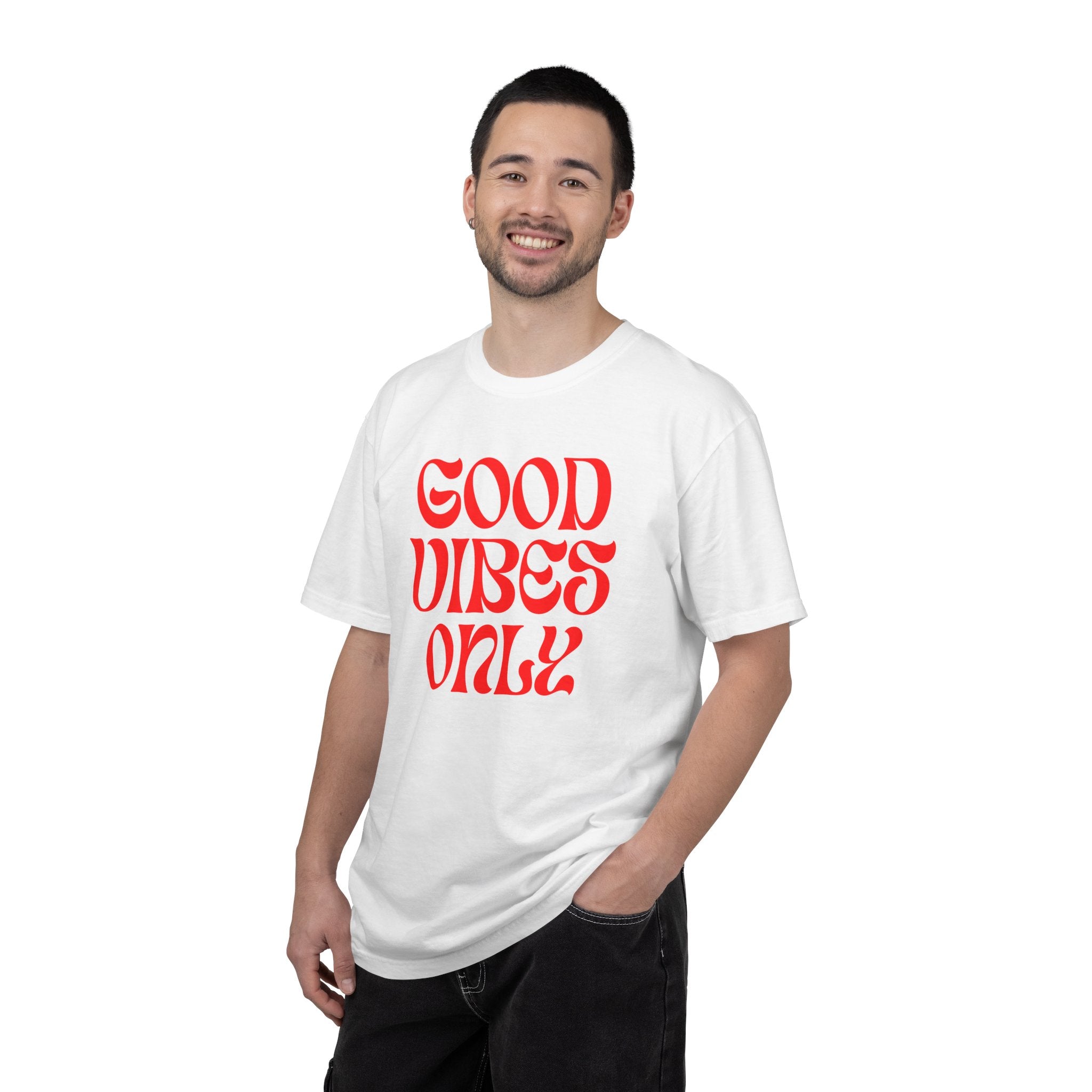 Good Vibes Only T‑Shirt — Retro Red Typography Graphic Tee